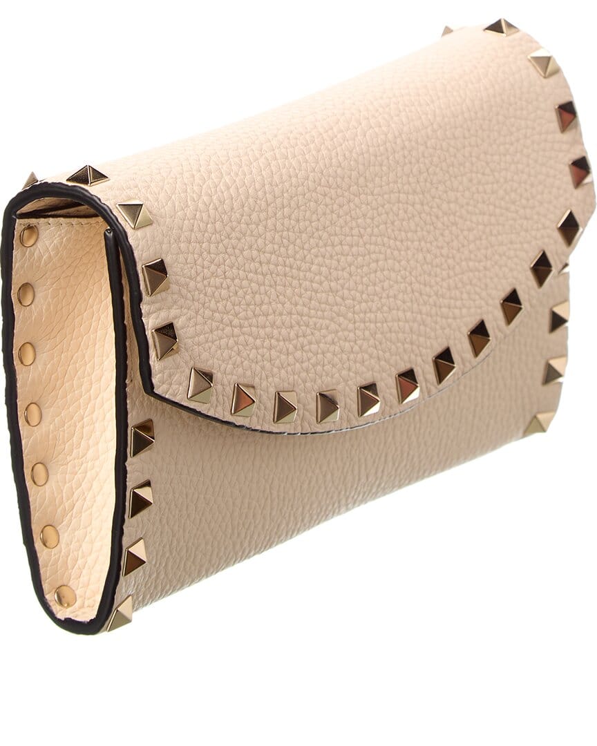 Valentino Rockstud Mini Grainy Leather Wallet On Chain