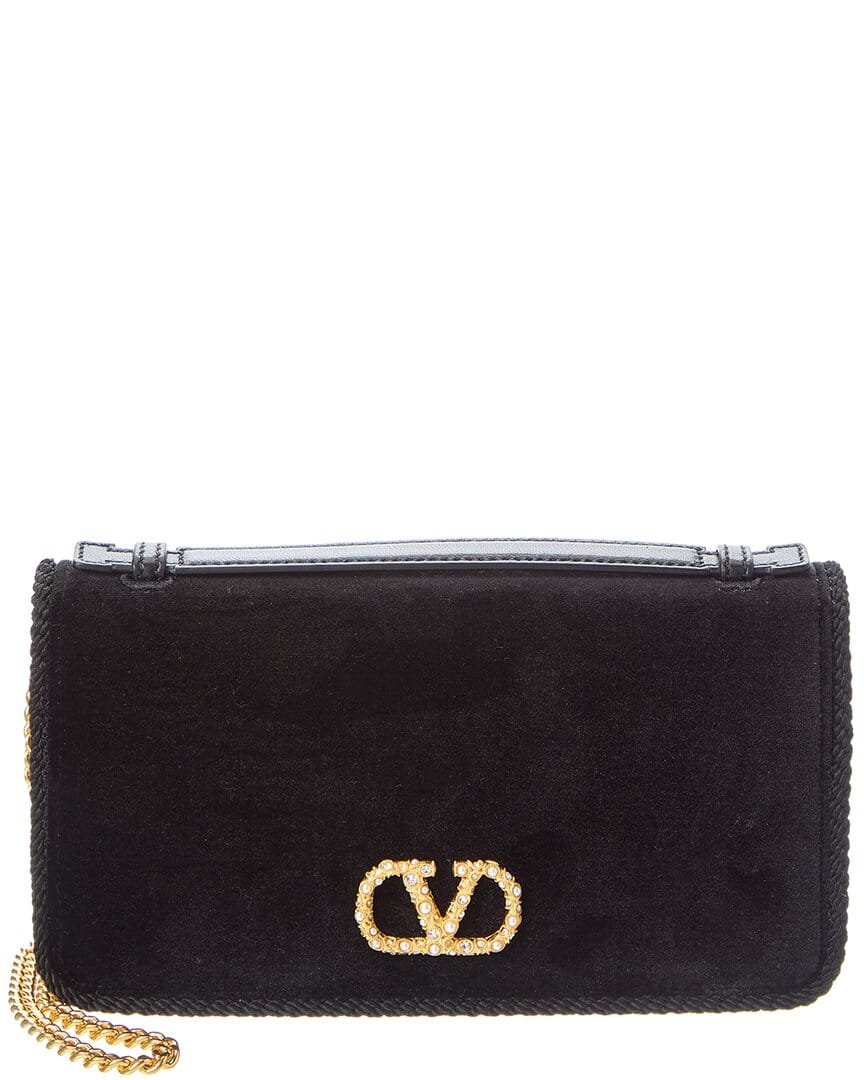 Valentino Vlogo Signature Velvet Wallet On Chain