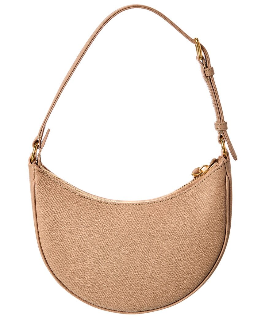 Valentino Vlogo Signature Mini Leather Hobo Bag, Brown