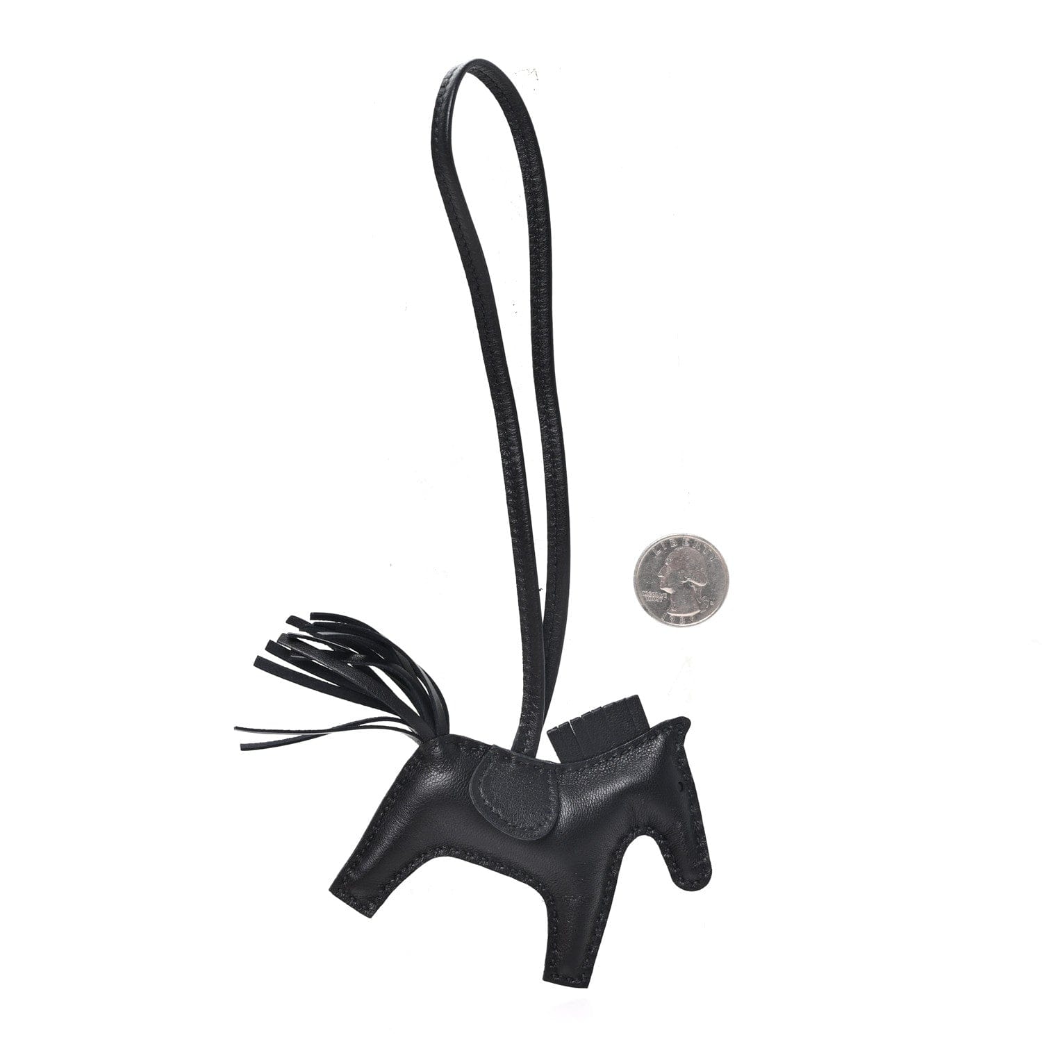 Hermes Milo Lambskin Grigri Rodeo Horse Bag Charm PM So Black