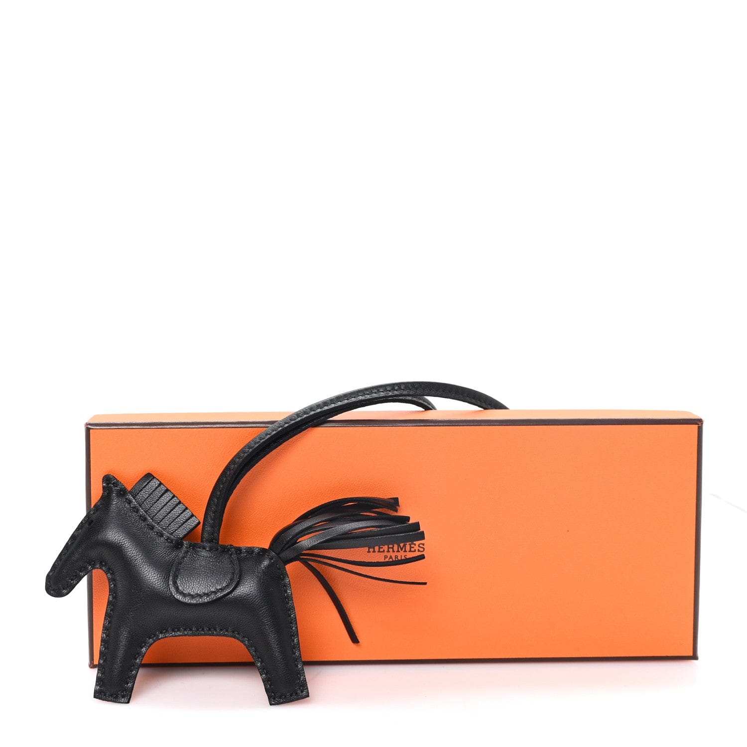 Hermes Milo Lambskin Grigri Rodeo Horse Bag Charm PM So Black
