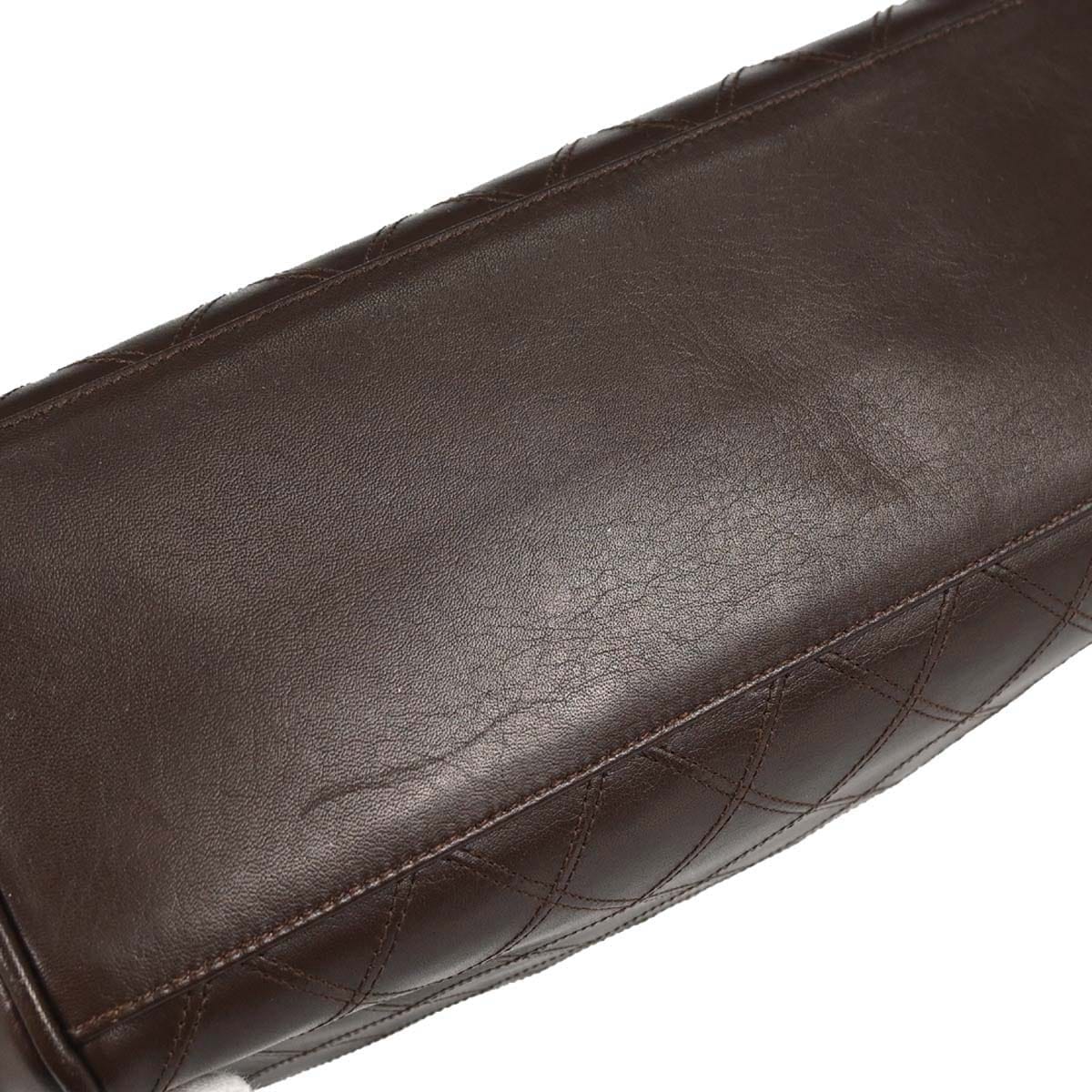 Chanel 1989 - 1991 Brown Lambskin Bicolore Pouch Clutch Bag