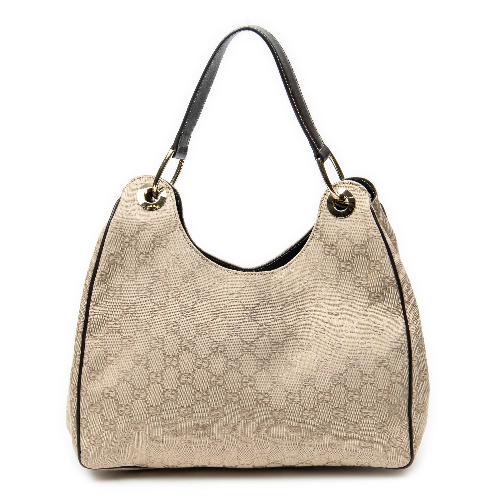 Gucci Beige/Dark Brown Canvas Colbert Hobo ABC4229
