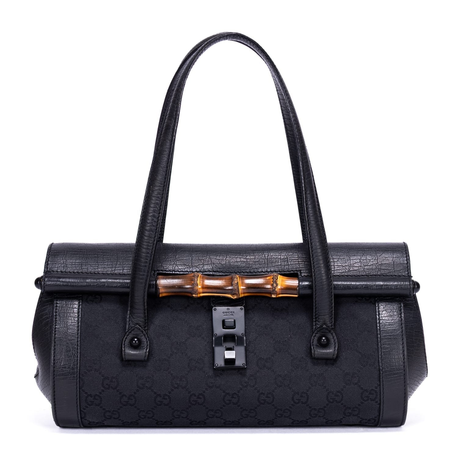 Gucci Black Calf Leather GG Bamboo Bullet OAG8620