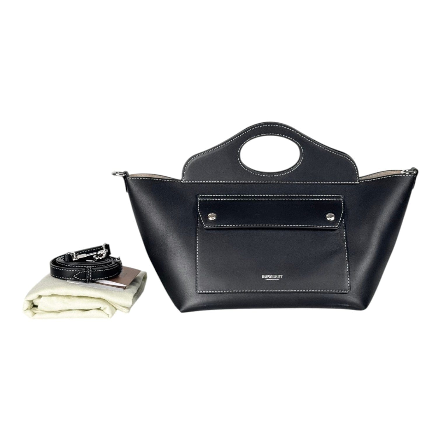 Burberry Small Black Soft Calfskin Pocket Bag