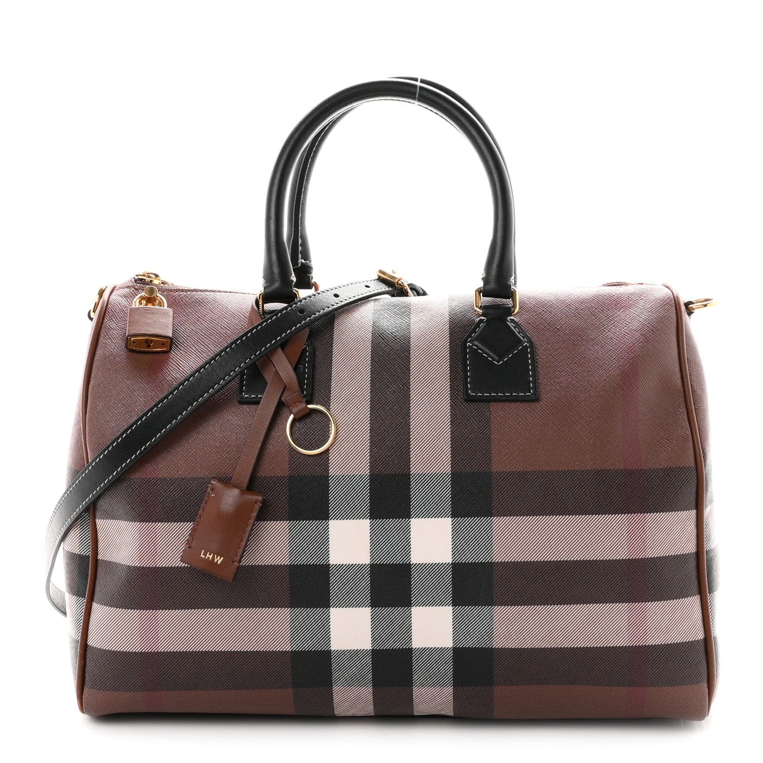 Burberry E - canvas Check Bowling Bag Dark Birch Brown