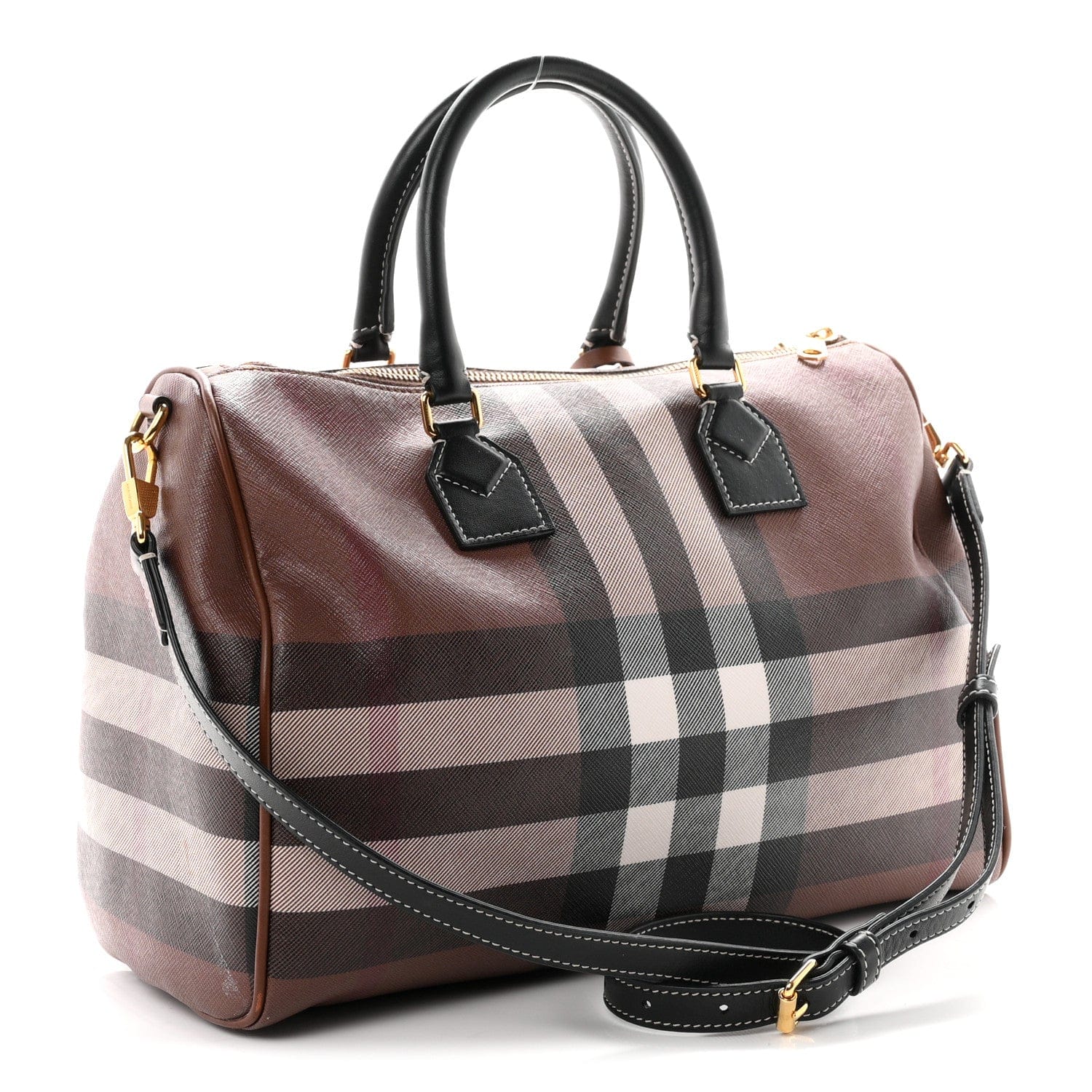 Burberry E - canvas Check Bowling Bag Dark Birch Brown