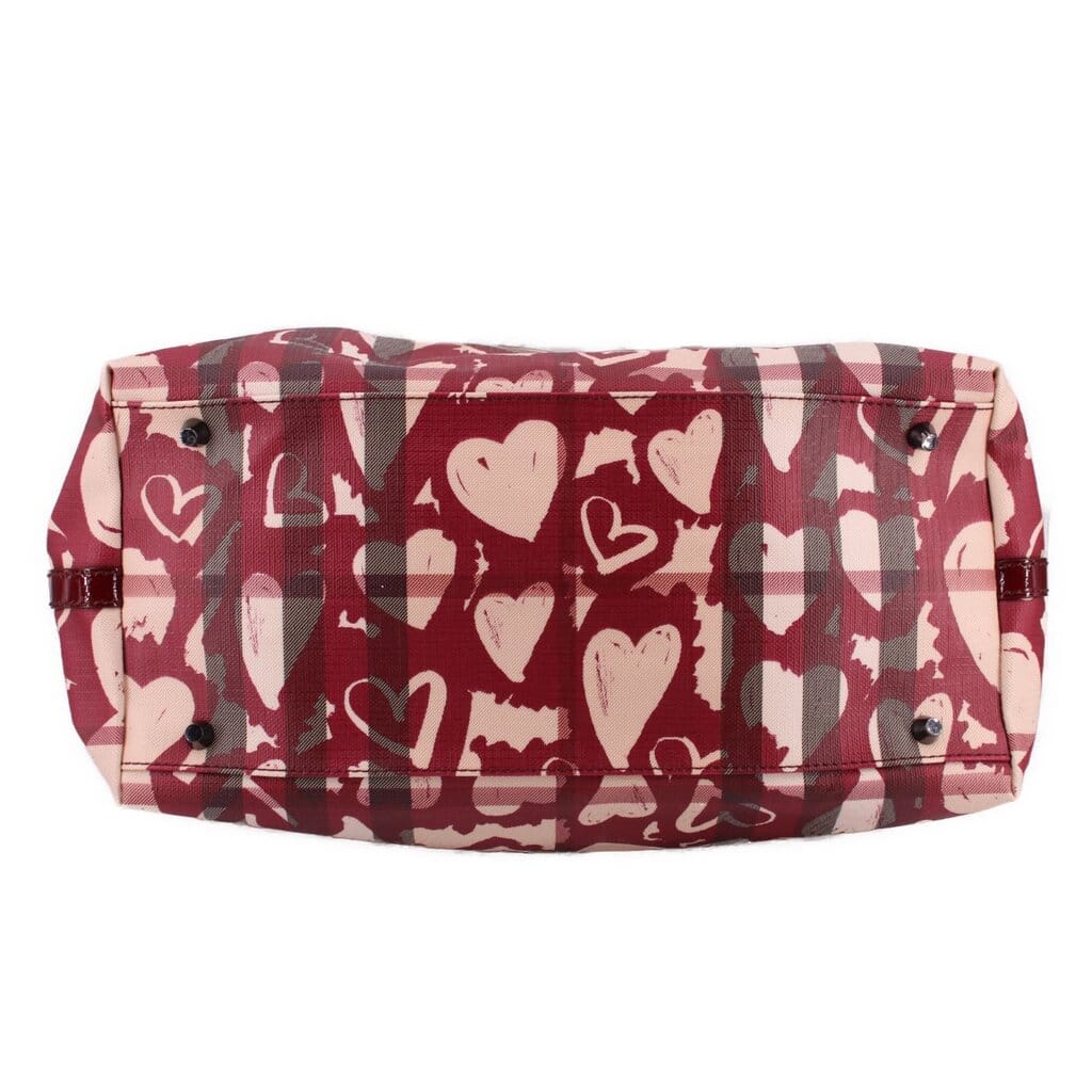 Burberry NOVA CHECK PAINTED HEARTS TOTES BURGUNDY