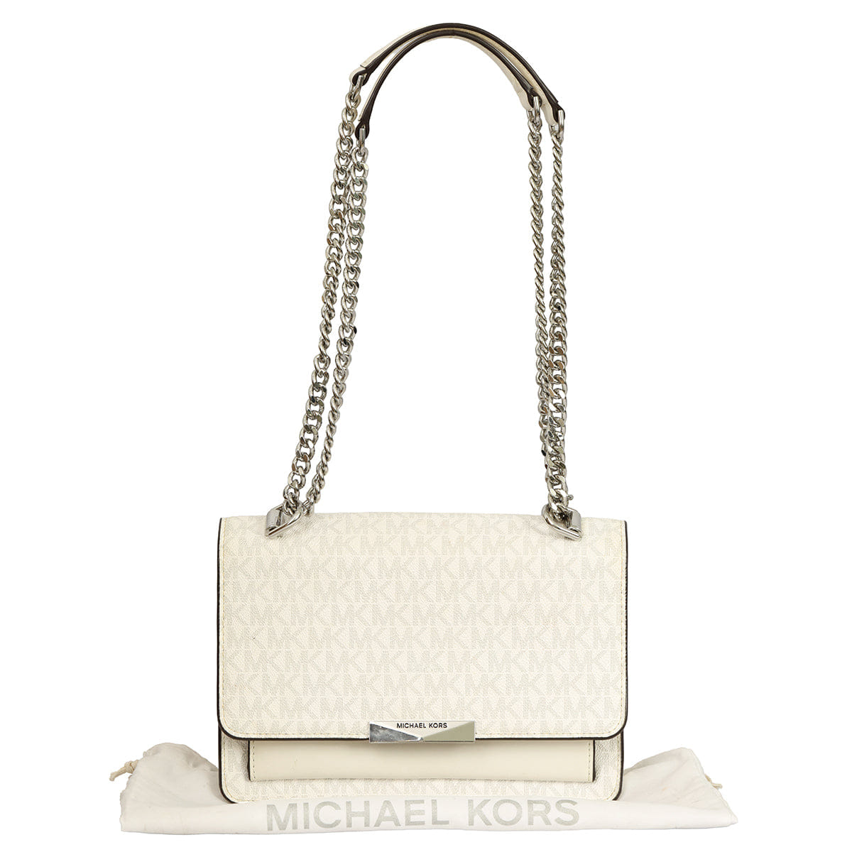 MICHAEL KORS JADE LOGO PRINT CANVAS SHOULDER BAG