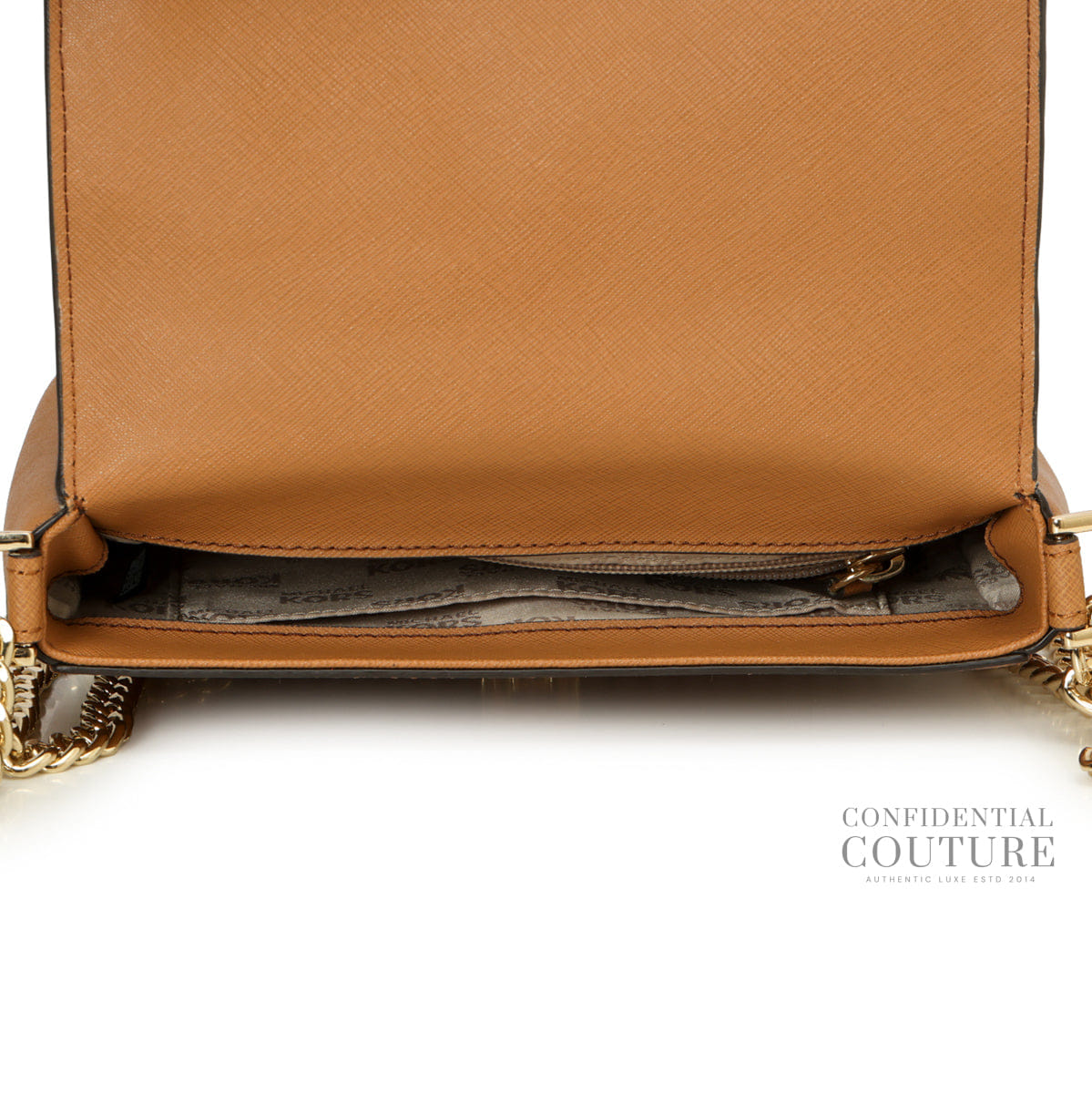 Michael Kors Brown Printed Leather Shoulder Bag