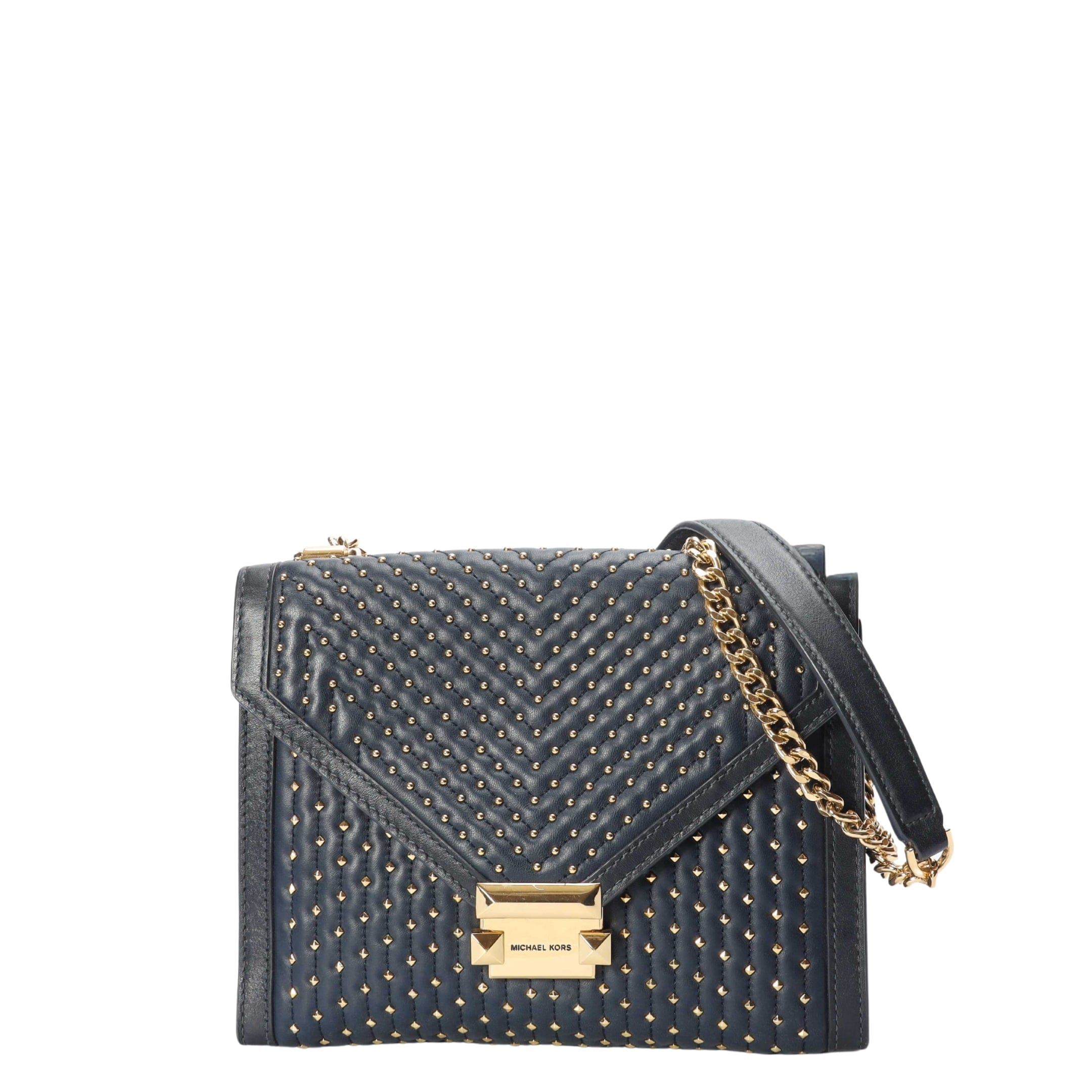 Michael Kors Whitney Navy Studs Shoulder Bag