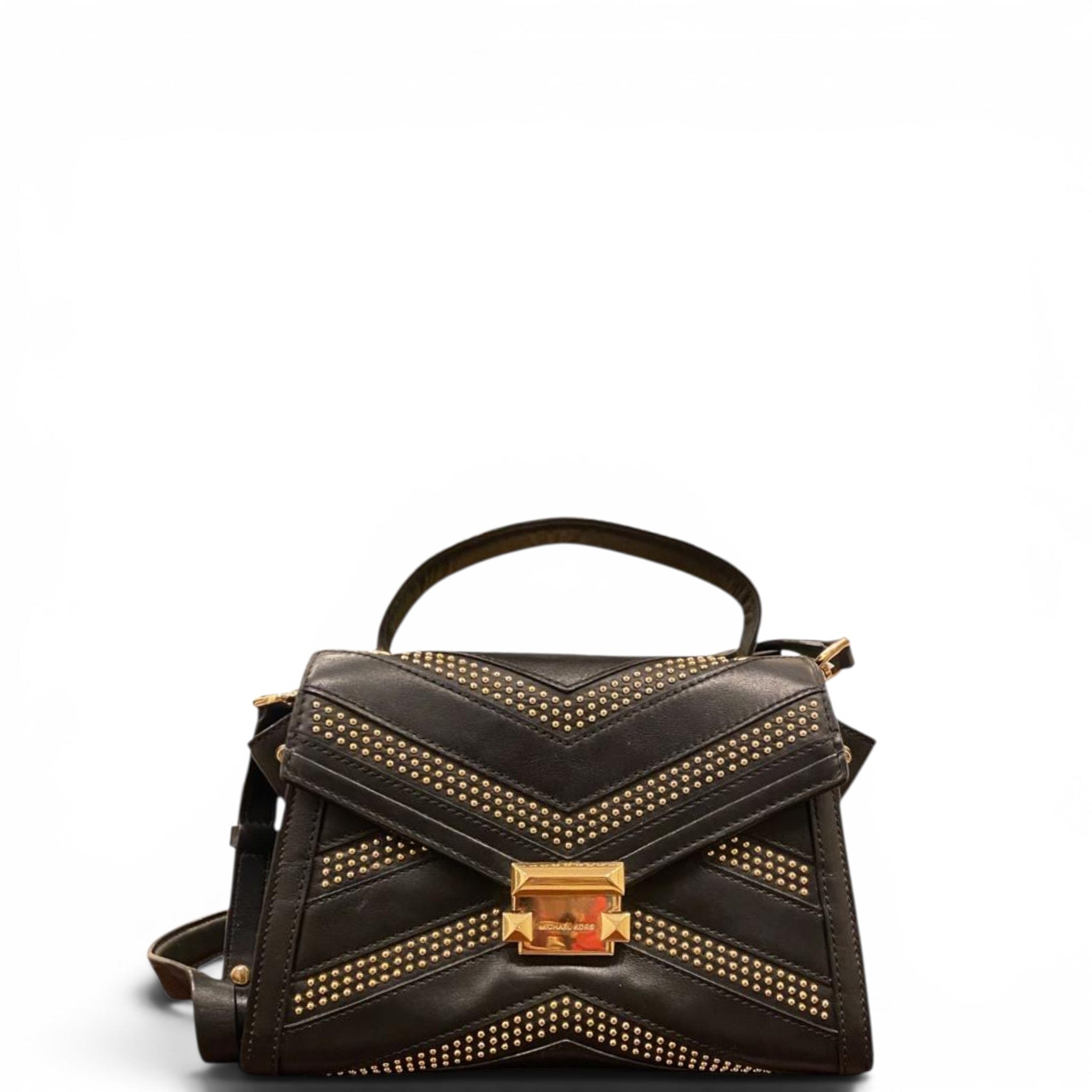 Michael Kors Whitney Studded Convertible Shoulder Bag Black Leather