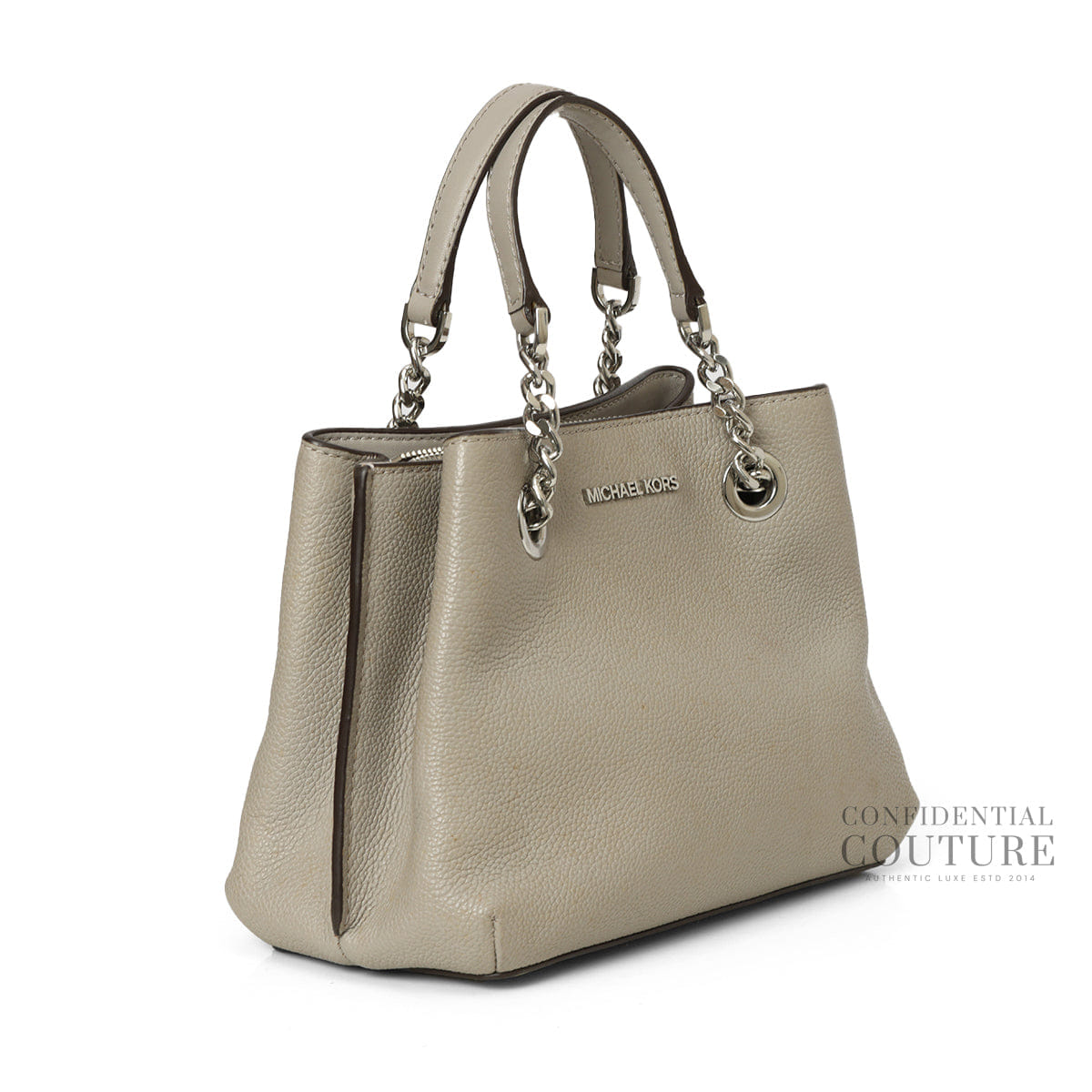 Michael Kors Teagan Large Pebbled Grey Leather Shoulder Bag
