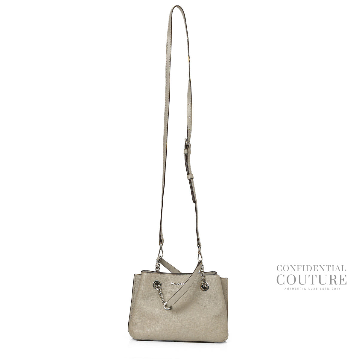Michael Kors Teagan Large Pebbled Grey Leather Shoulder Bag