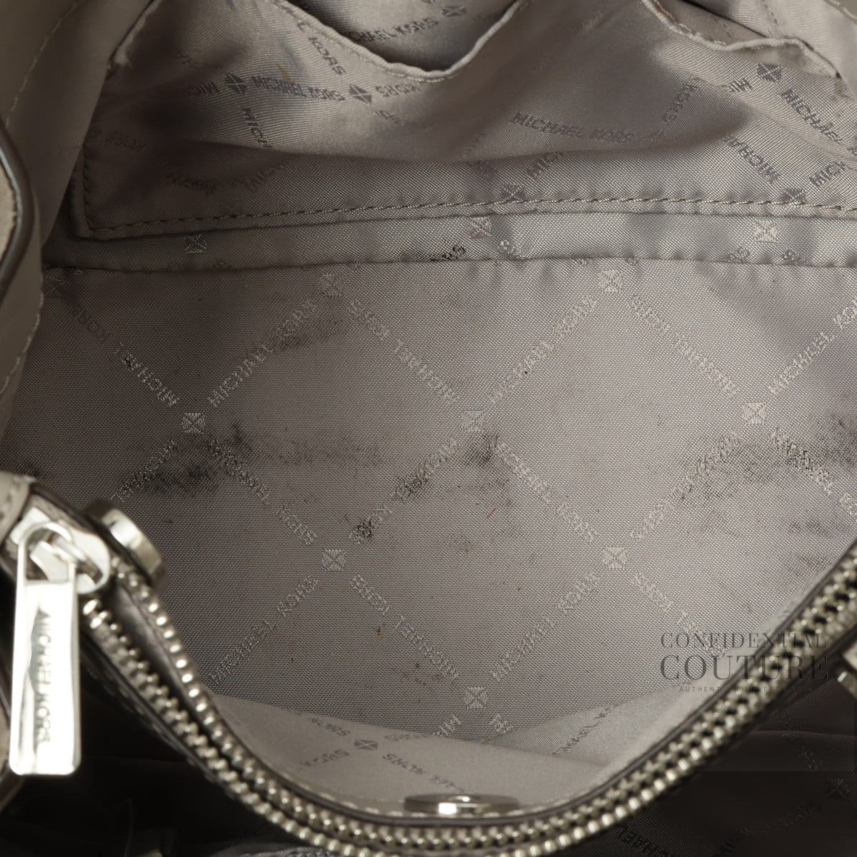 Michael Kors Teagan Large Pebbled Grey Leather Shoulder Bag