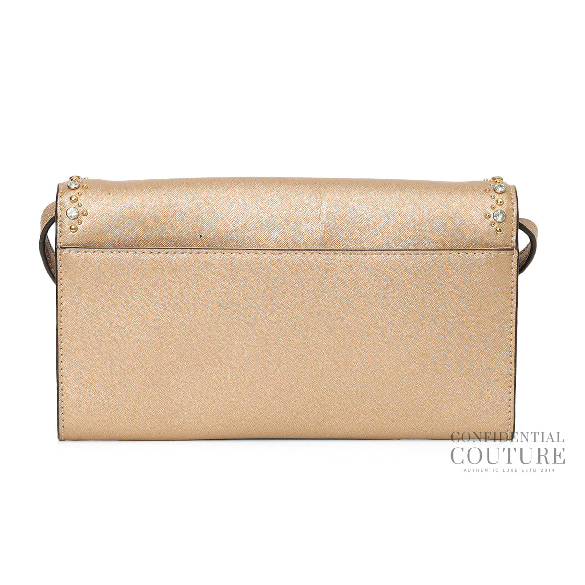 Michael Kors Addie Medium Gold Leather Convertible Shoulder Bag