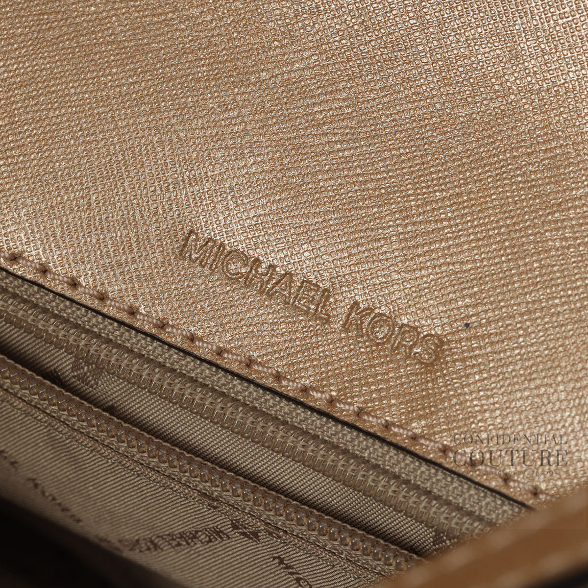 Michael Kors Addie Medium Gold Leather Convertible Shoulder Bag