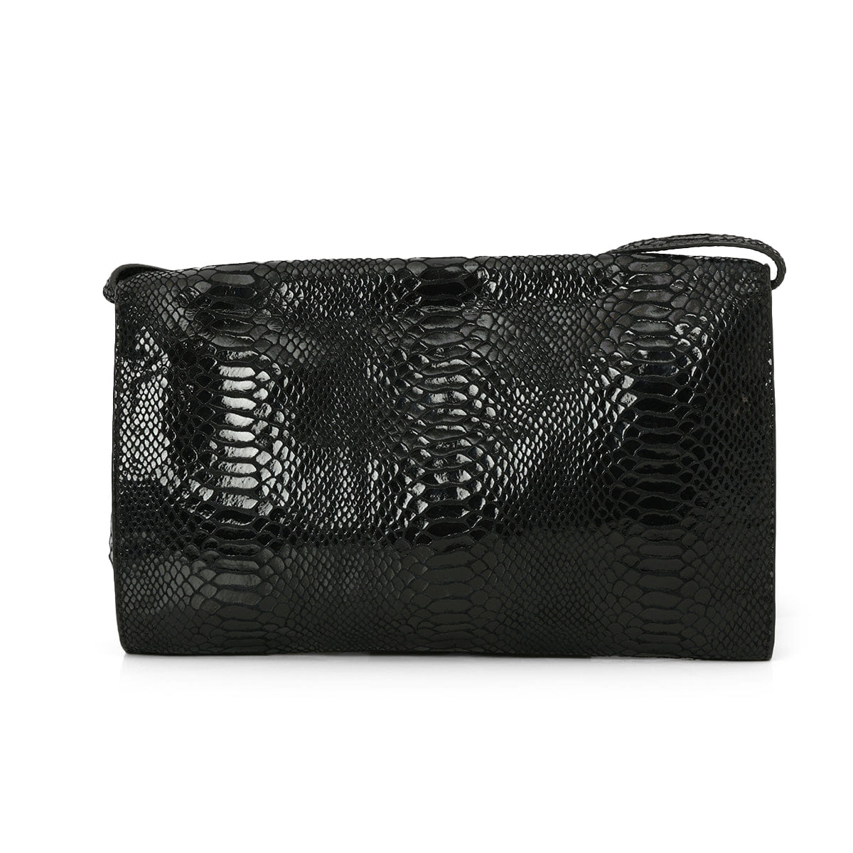 Michael Kors Black Python Embossed Patent Leather Shoulder Bag One Size