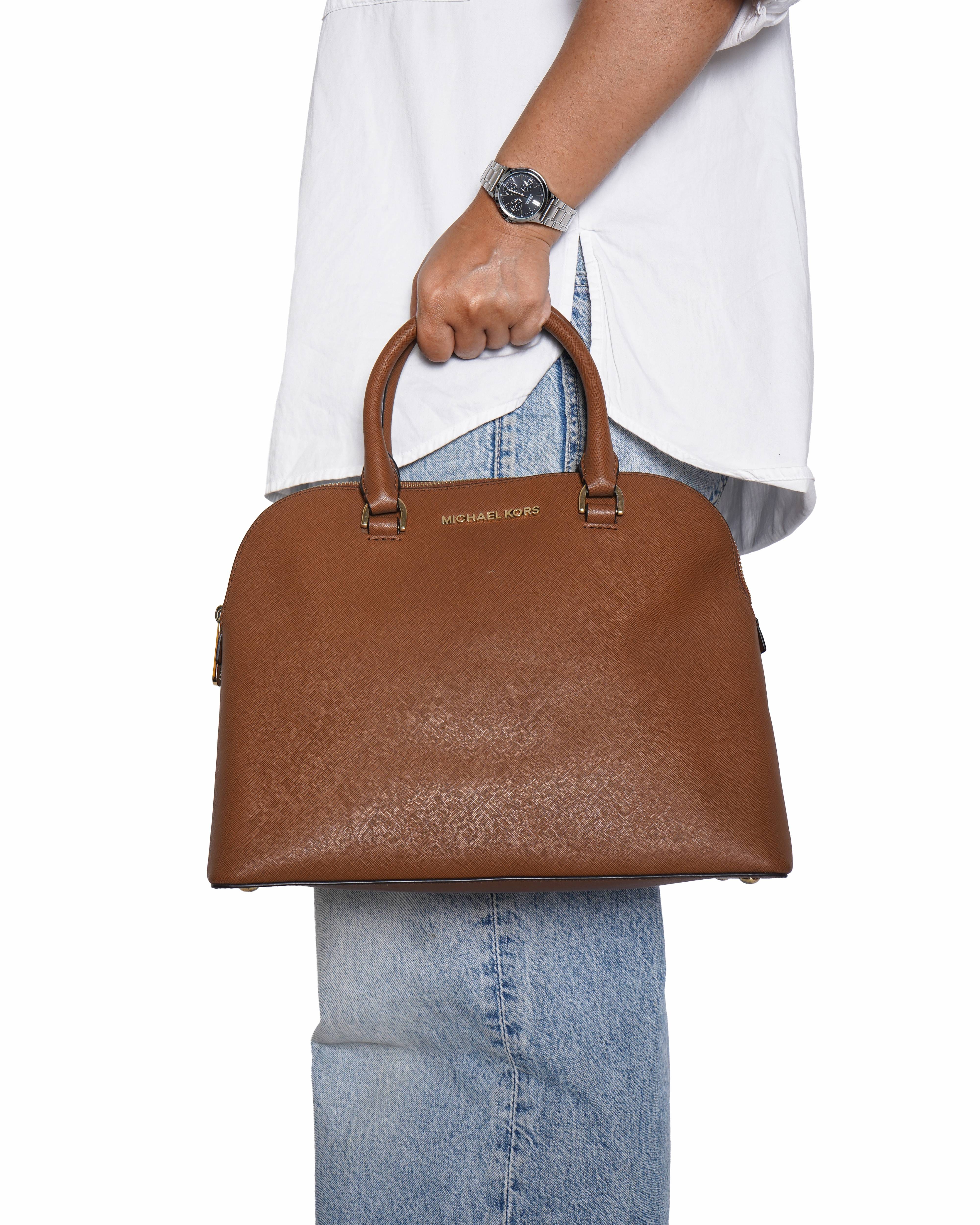 Michael Kors Saffiano Leather Shoulder Bag In Brown