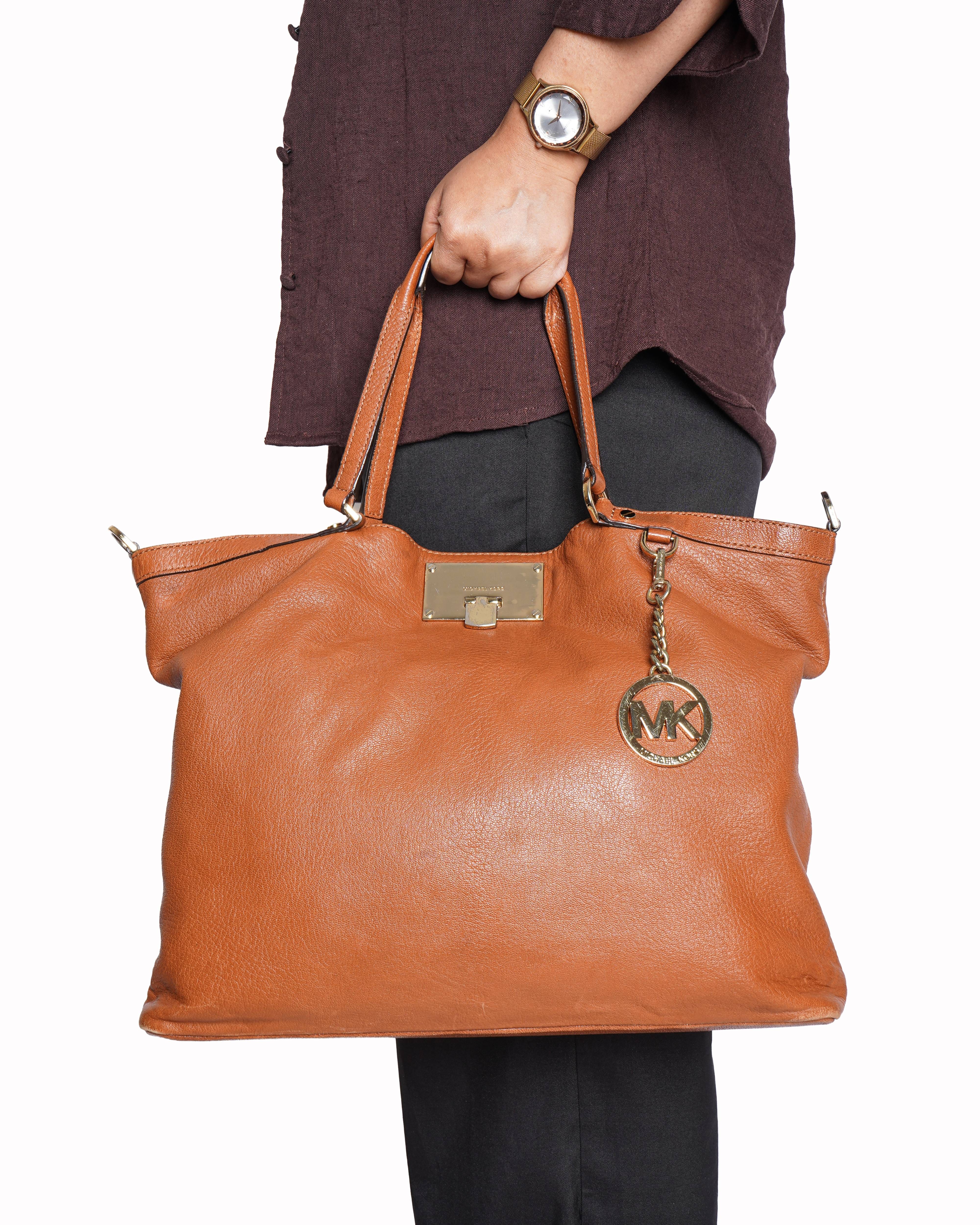 Michael kors brown leather chain shoulder bag