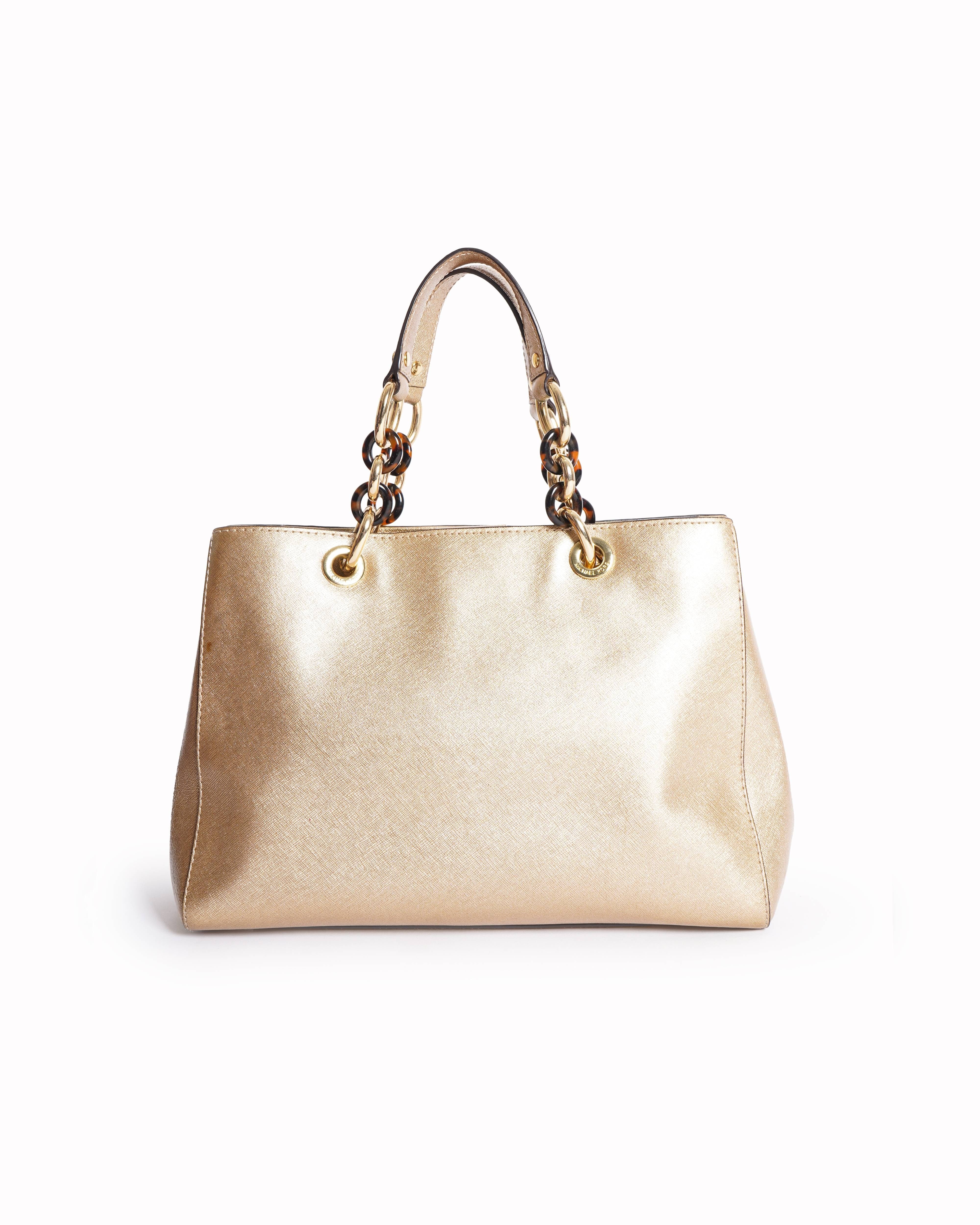 Michael Kors Cynthia Shoulder Bag In Gold Tone