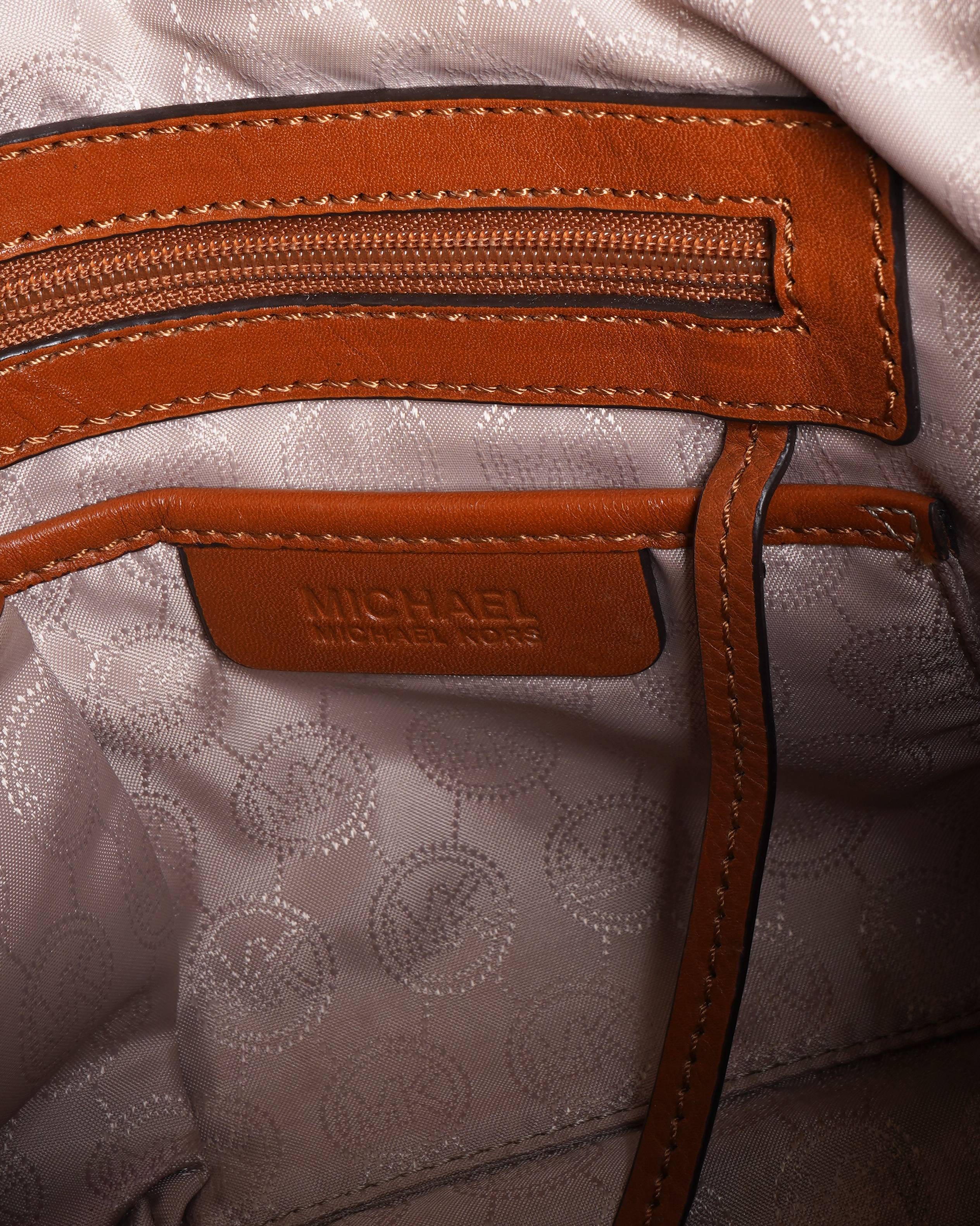 Michael Kors Monogram Shoulder Bag In Brown