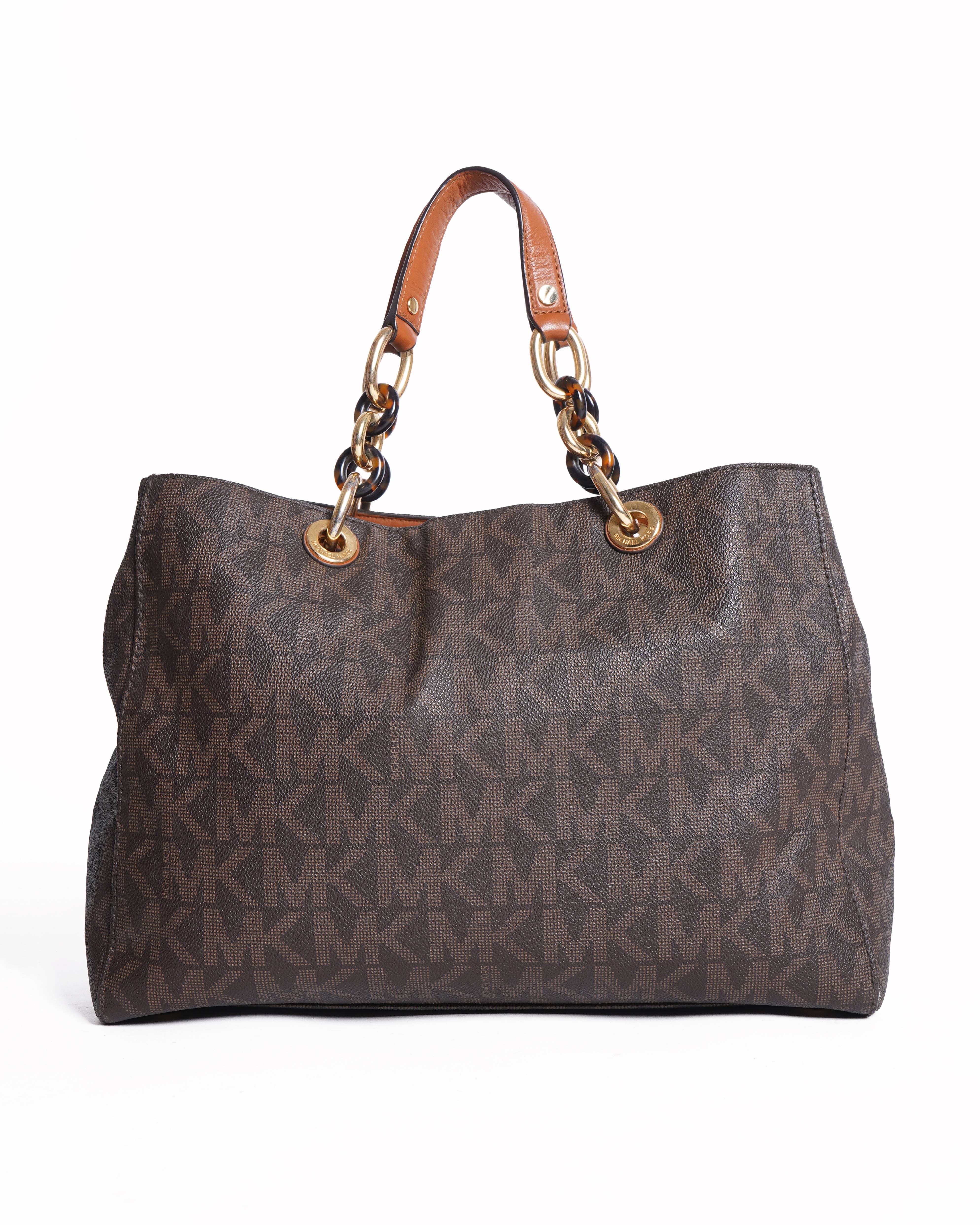 Michael Kors Monogram Shoulder Bag In Brown