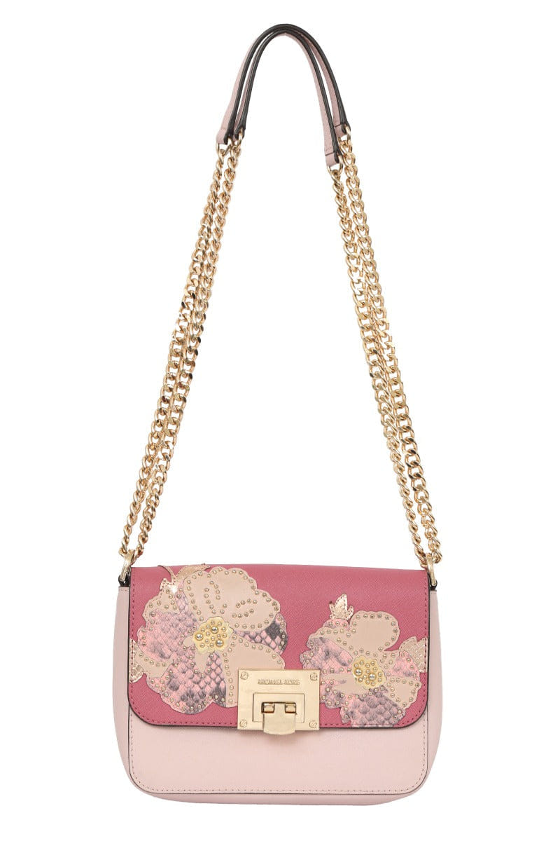 Michael Kors Tina Pink Floral Flap Shoulder Bag