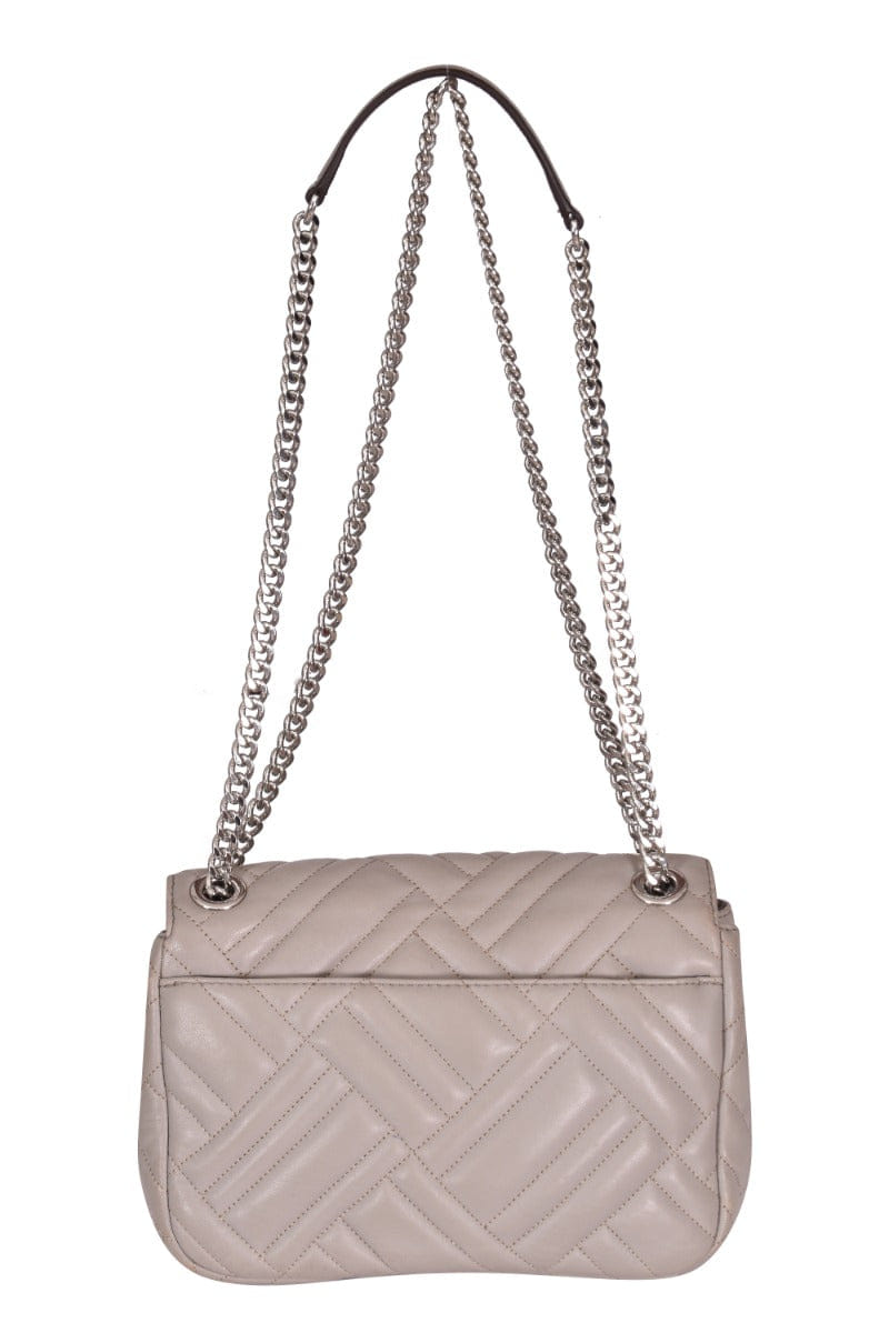Michael Kors Peyton Pearl Gray Quilted Shoulder Bag