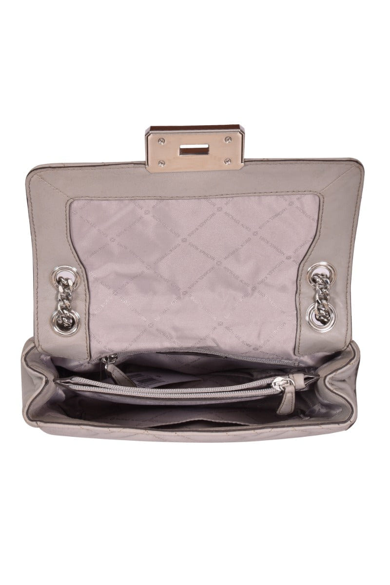 Michael Kors Peyton Pearl Gray Quilted Shoulder Bag