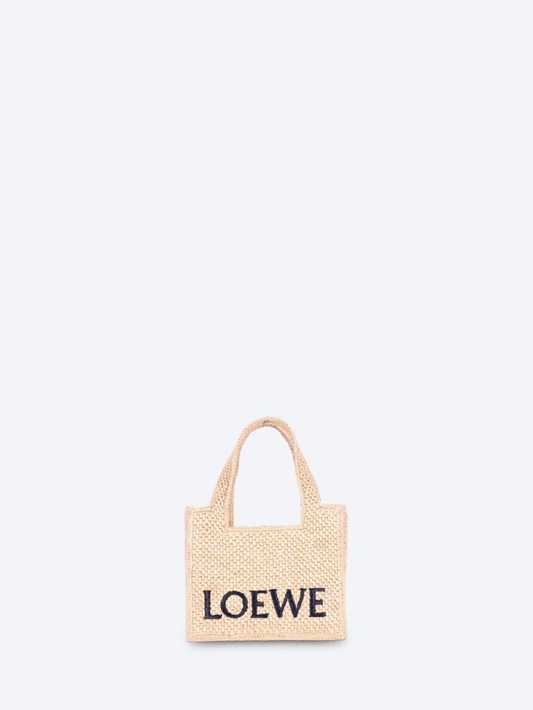 Loewe Mini loewe font tote in raffia