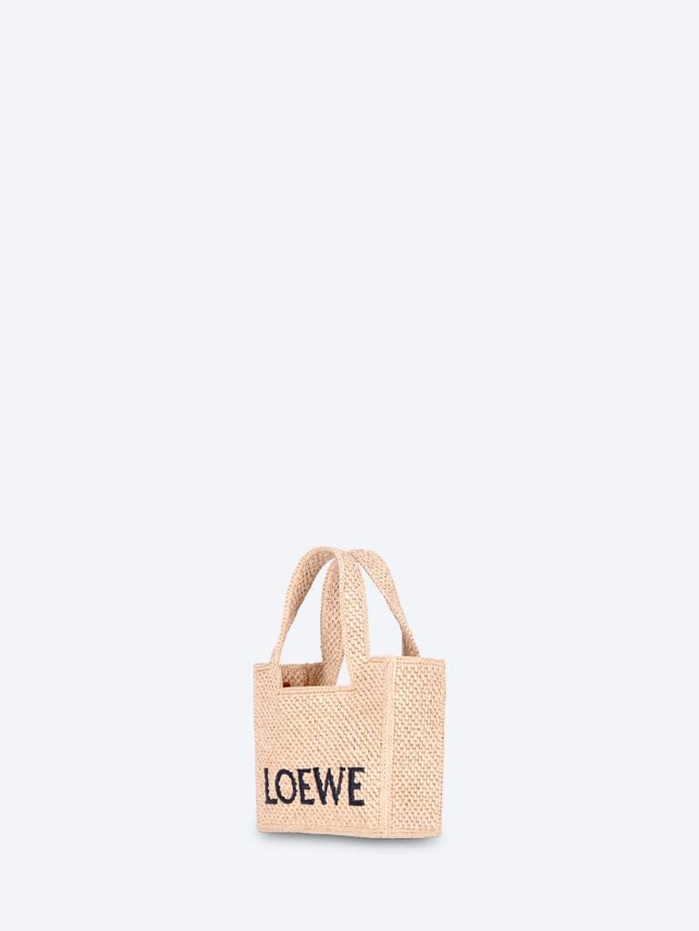 Loewe Mini loewe font tote in raffia