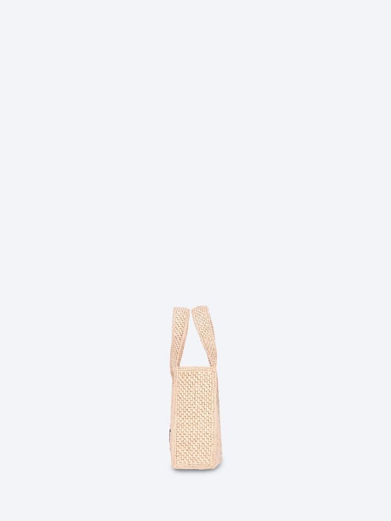 Loewe Mini loewe font tote in raffia