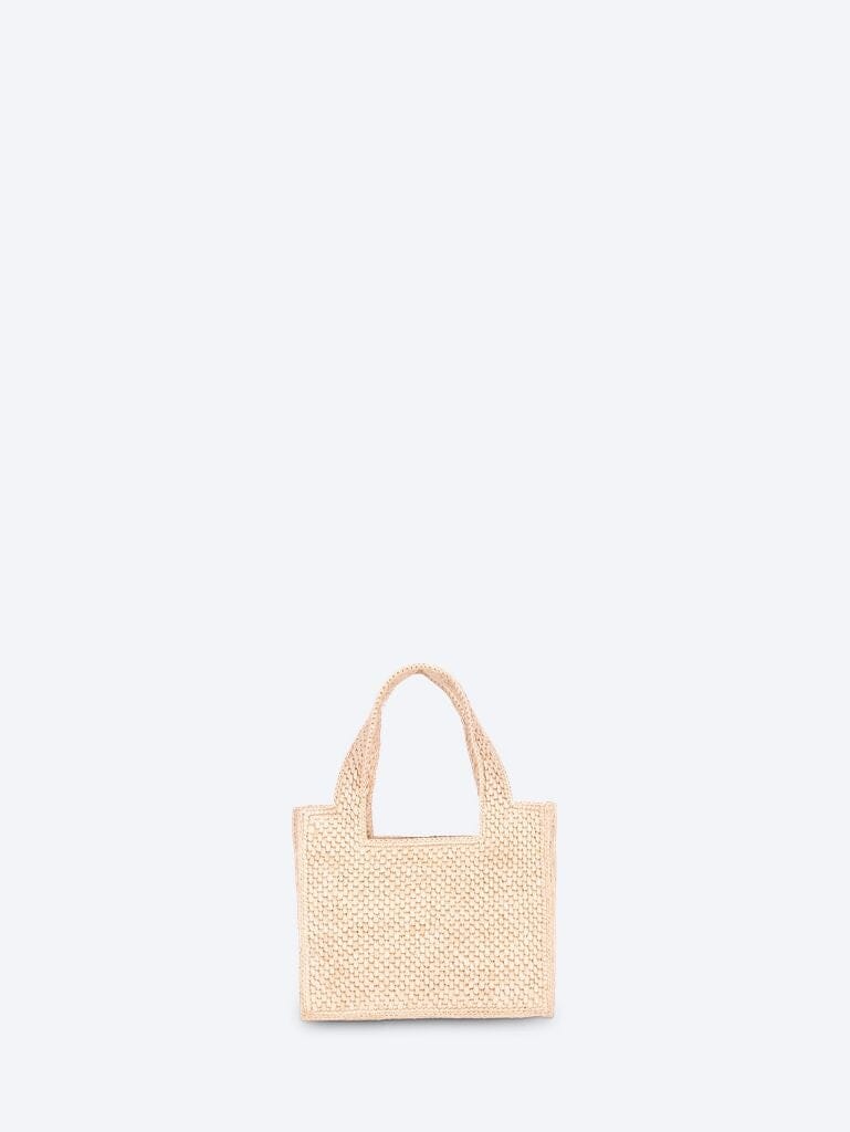 Loewe Mini loewe font tote in raffia