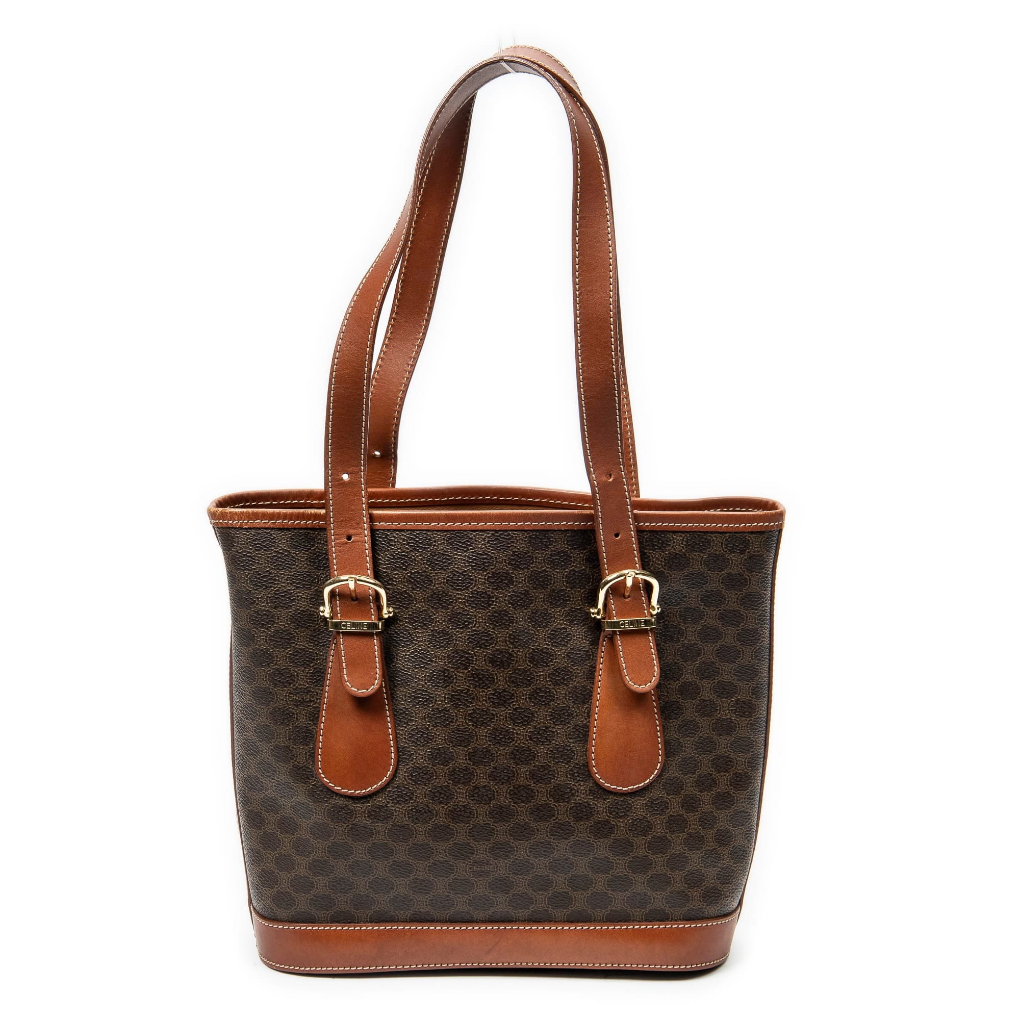 Celine Brown Coated Canvas Bucket Tote ABC2711