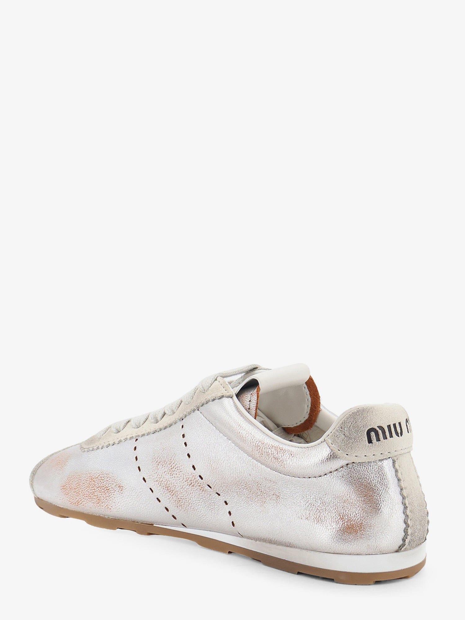 MIU MIU Plume vintage silver leather sneakers