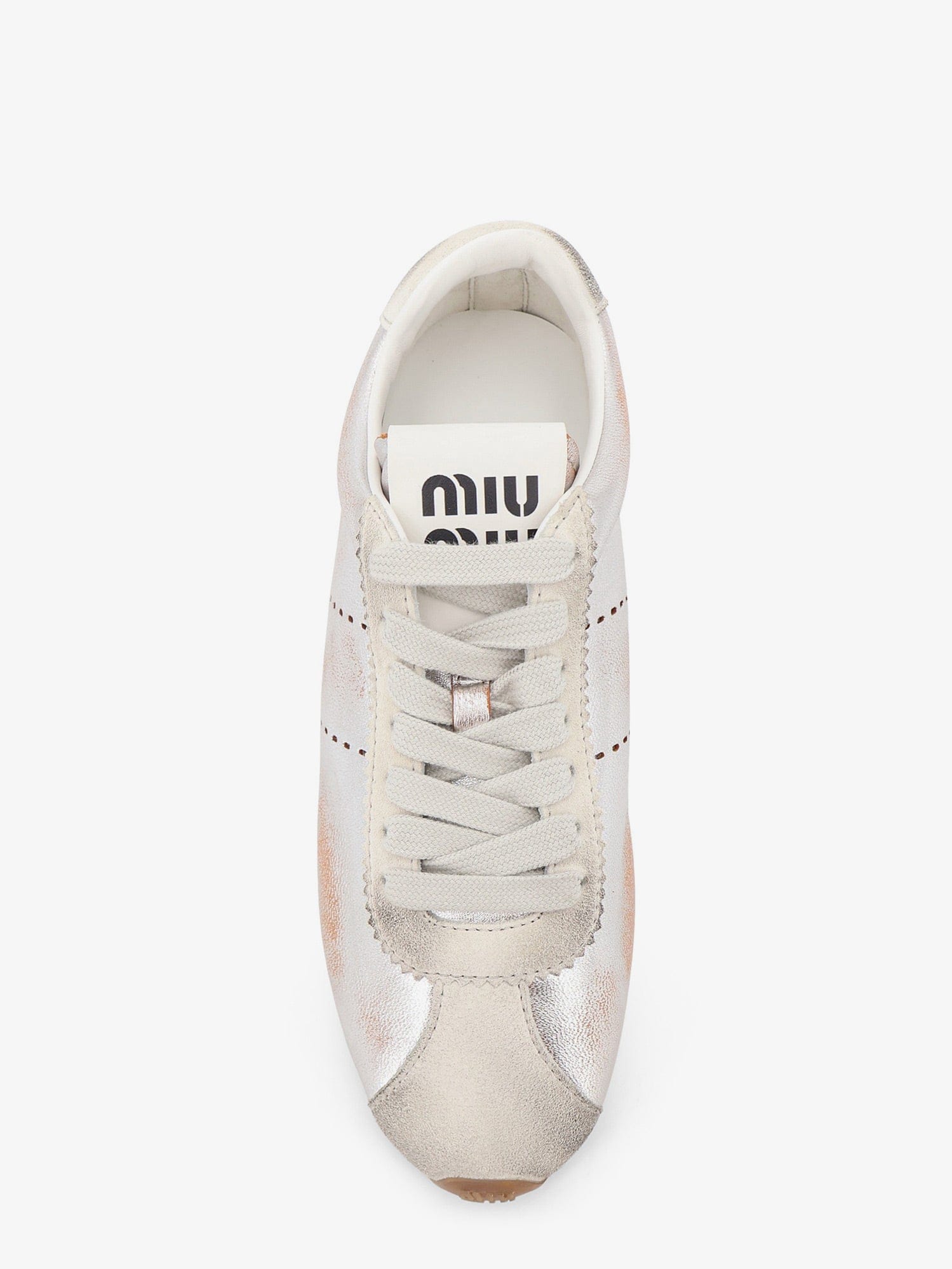 MIU MIU Plume vintage silver leather sneakers