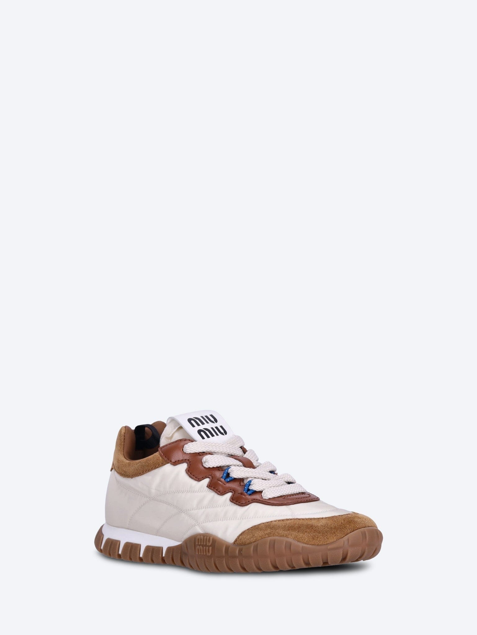 MIU MIU Technical fabric and suede sneakers