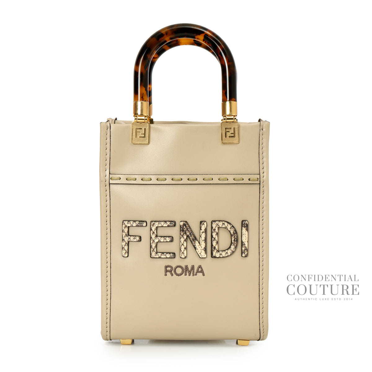 Fendi Beige Tortora Mini Sunshine Shopper Tote