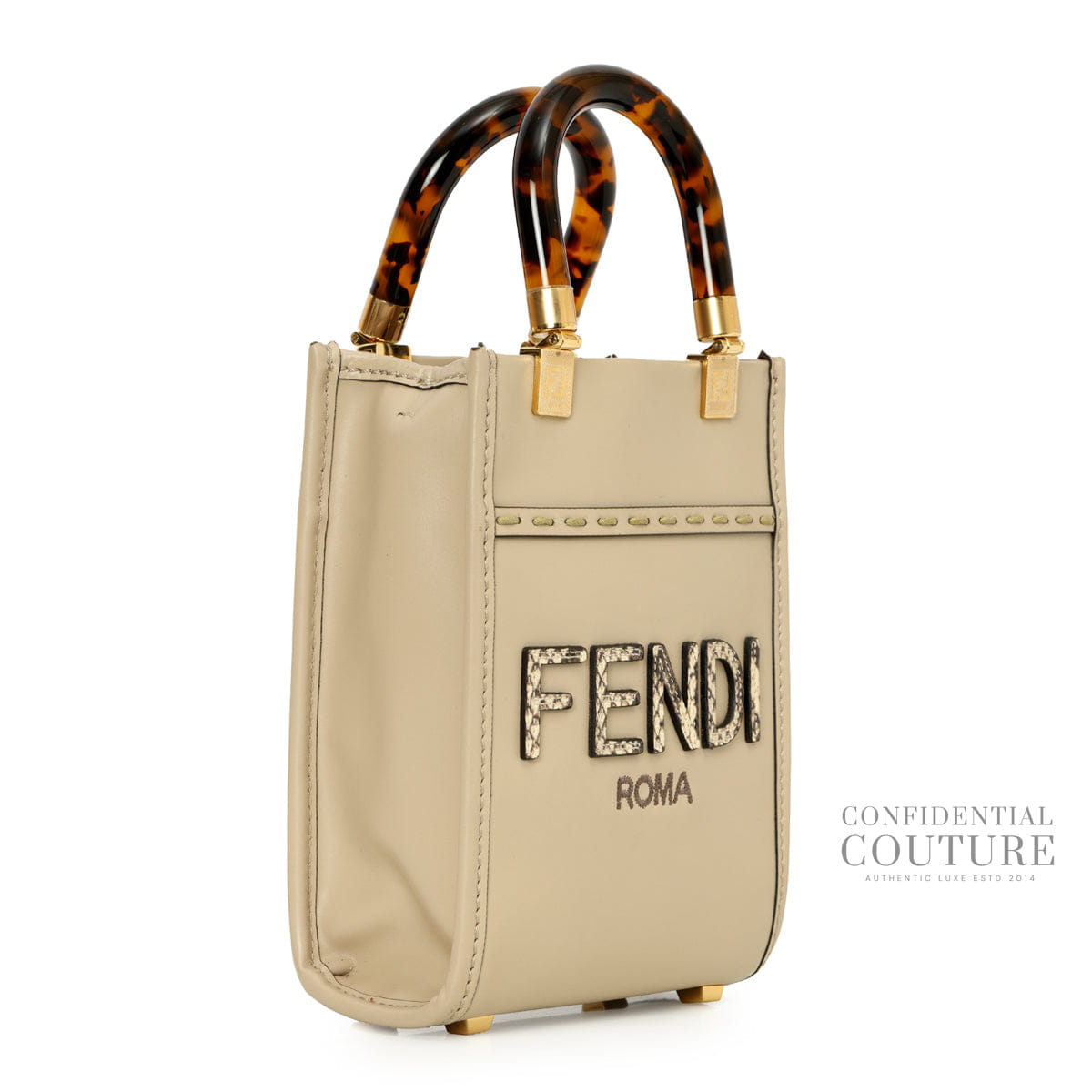 Fendi Beige Tortora Mini Sunshine Shopper Tote