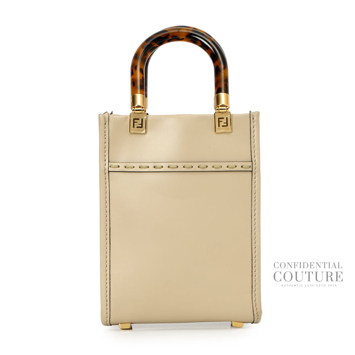 Fendi Beige Tortora Mini Sunshine Shopper Tote