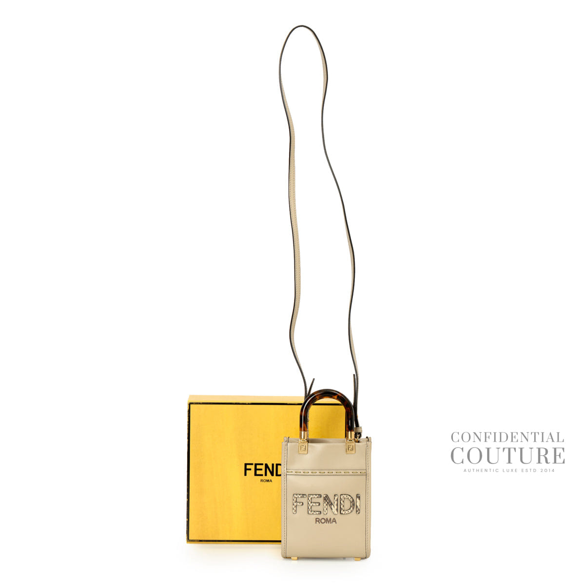 Fendi Beige Tortora Mini Sunshine Shopper Tote