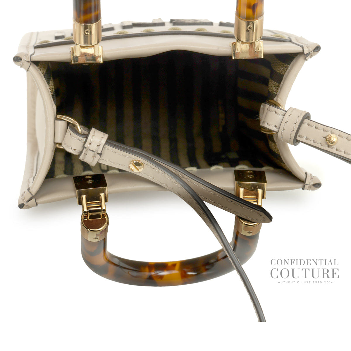 Fendi Beige Tortora Mini Sunshine Shopper Tote