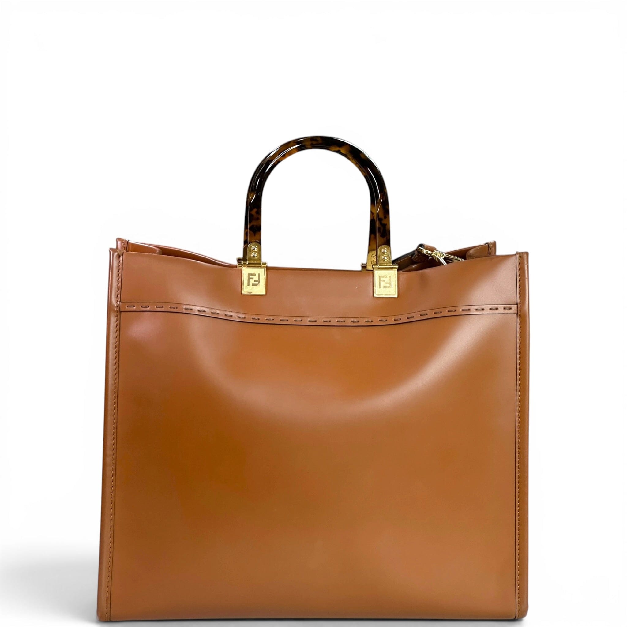 Fendi Sunshine Tote Medium Brown Leather