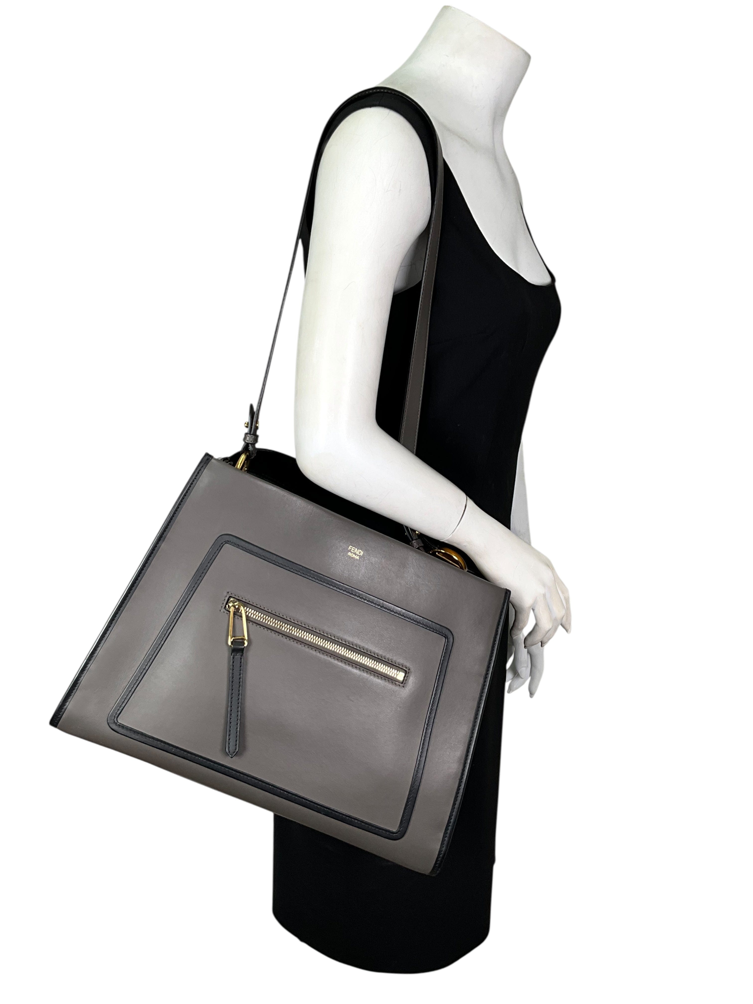FENDI Runway Leather Medium Shopping Tote