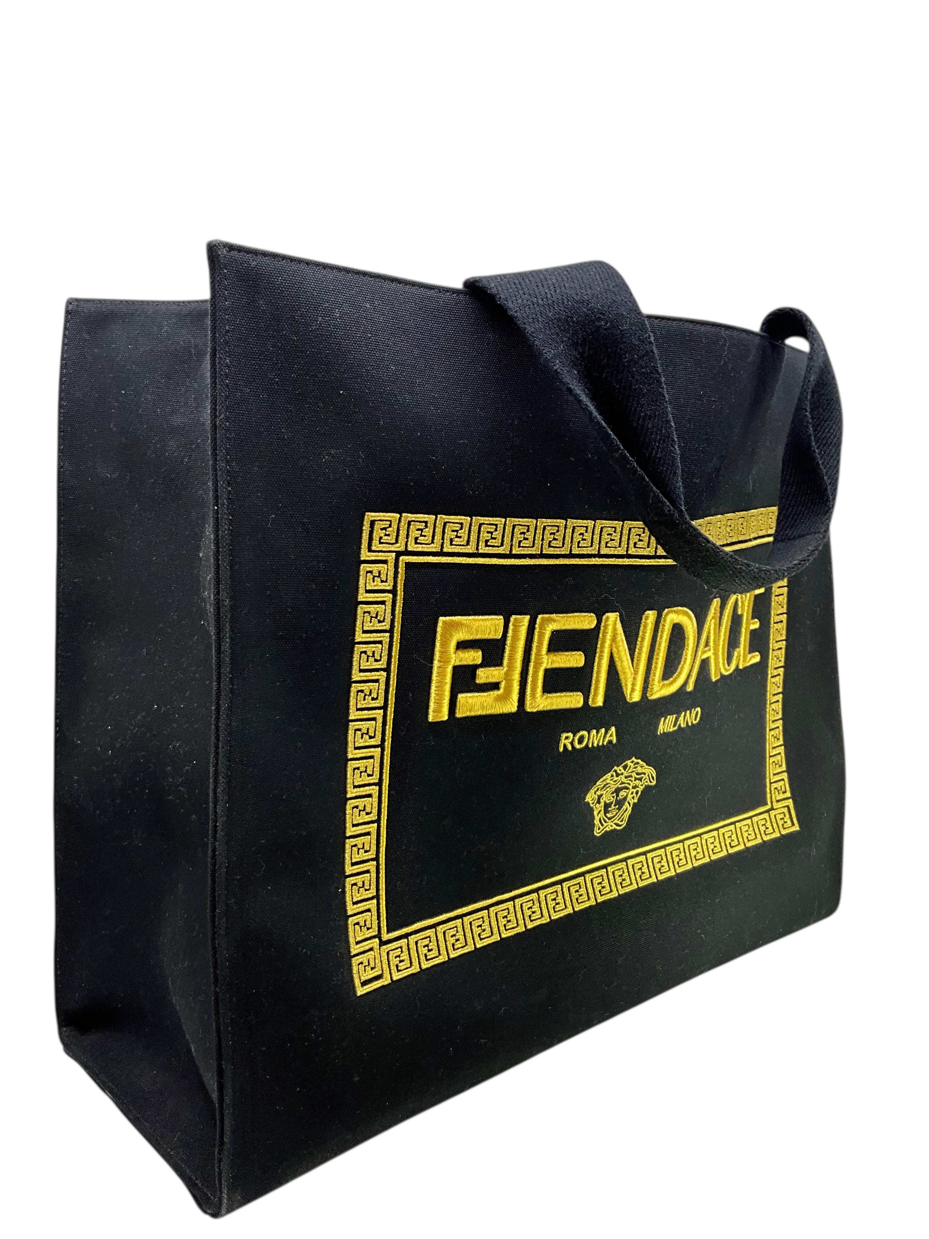 FENDI VERSACE Fendace Logo Canvas Large Shopping Tote