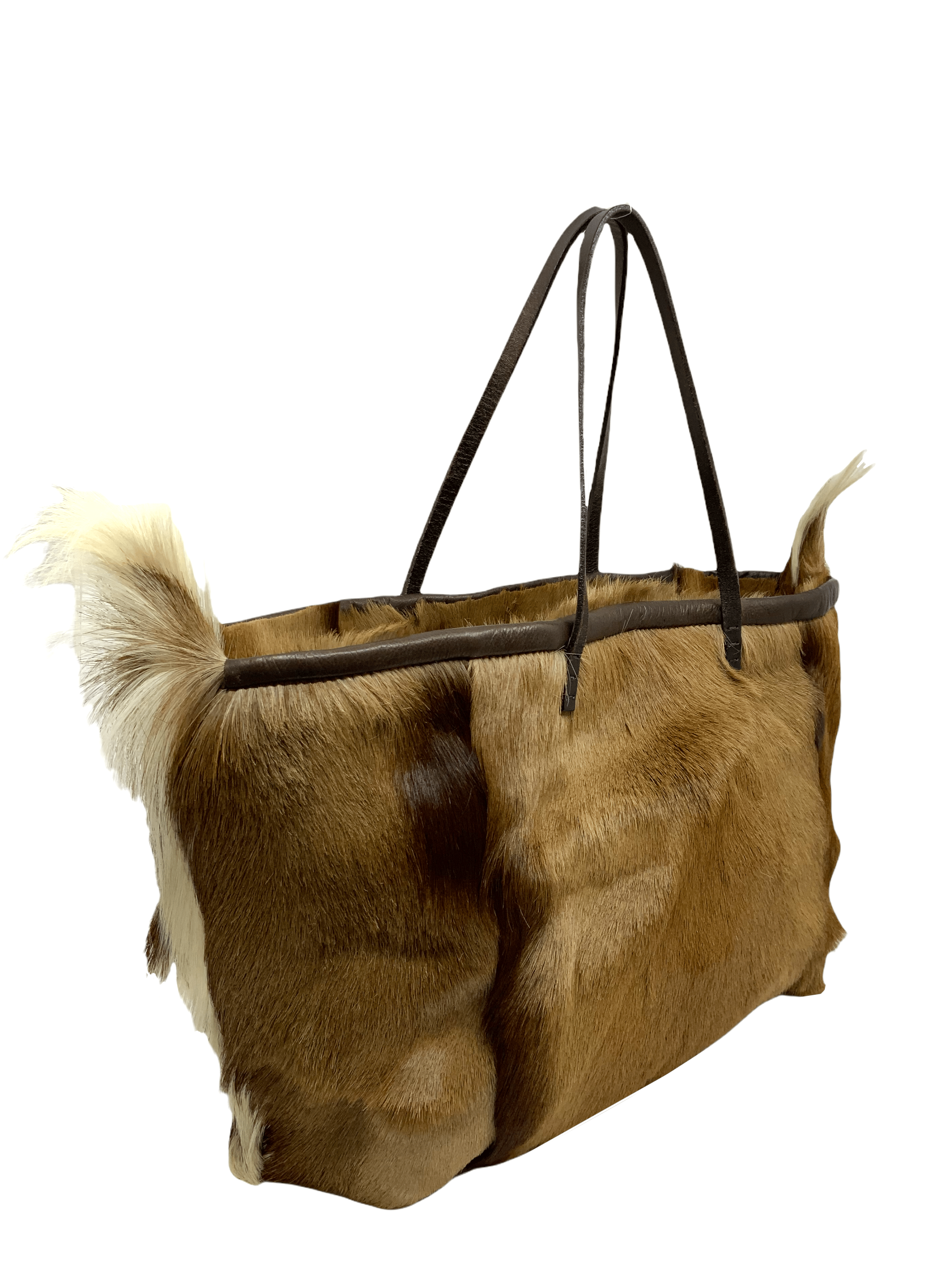 Fendi Goat Hair Fur Leather Trim Tote