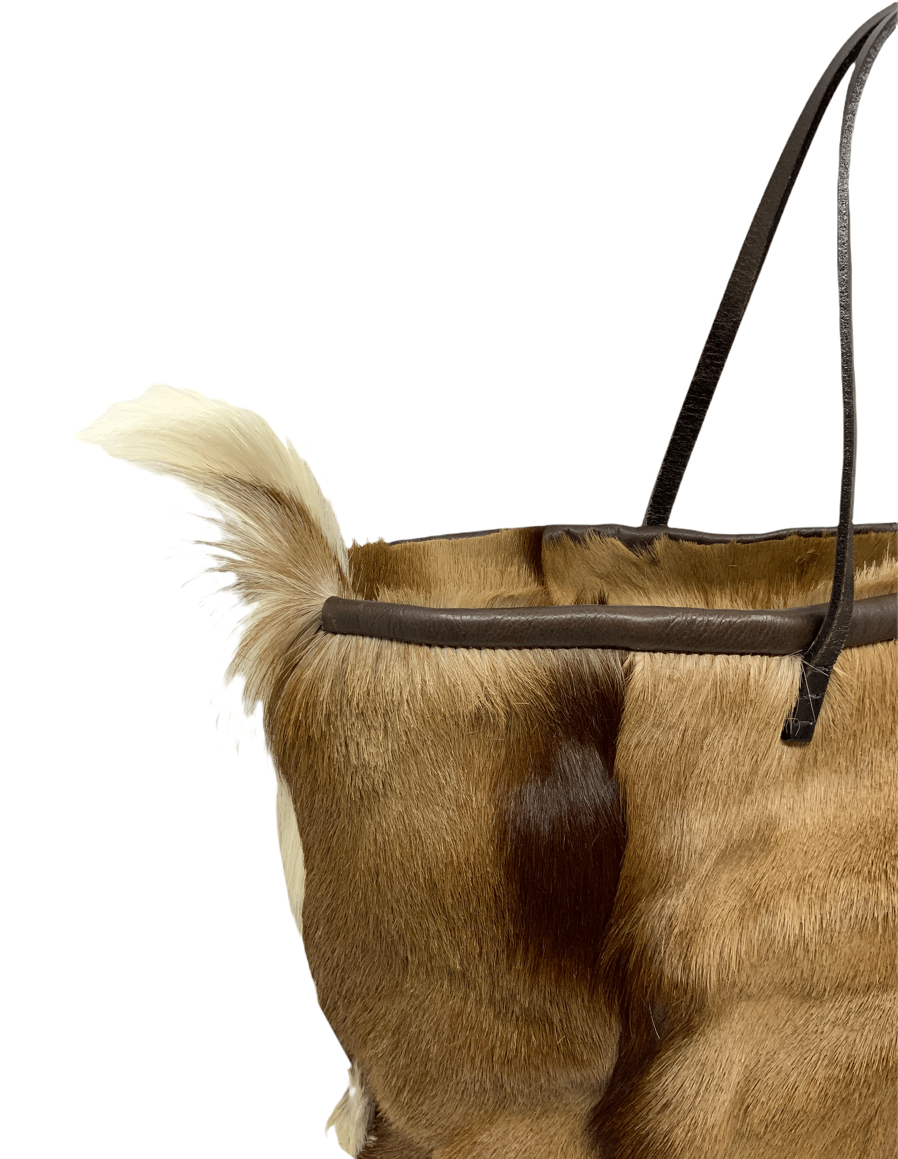 Fendi Goat Hair Fur Leather Trim Tote