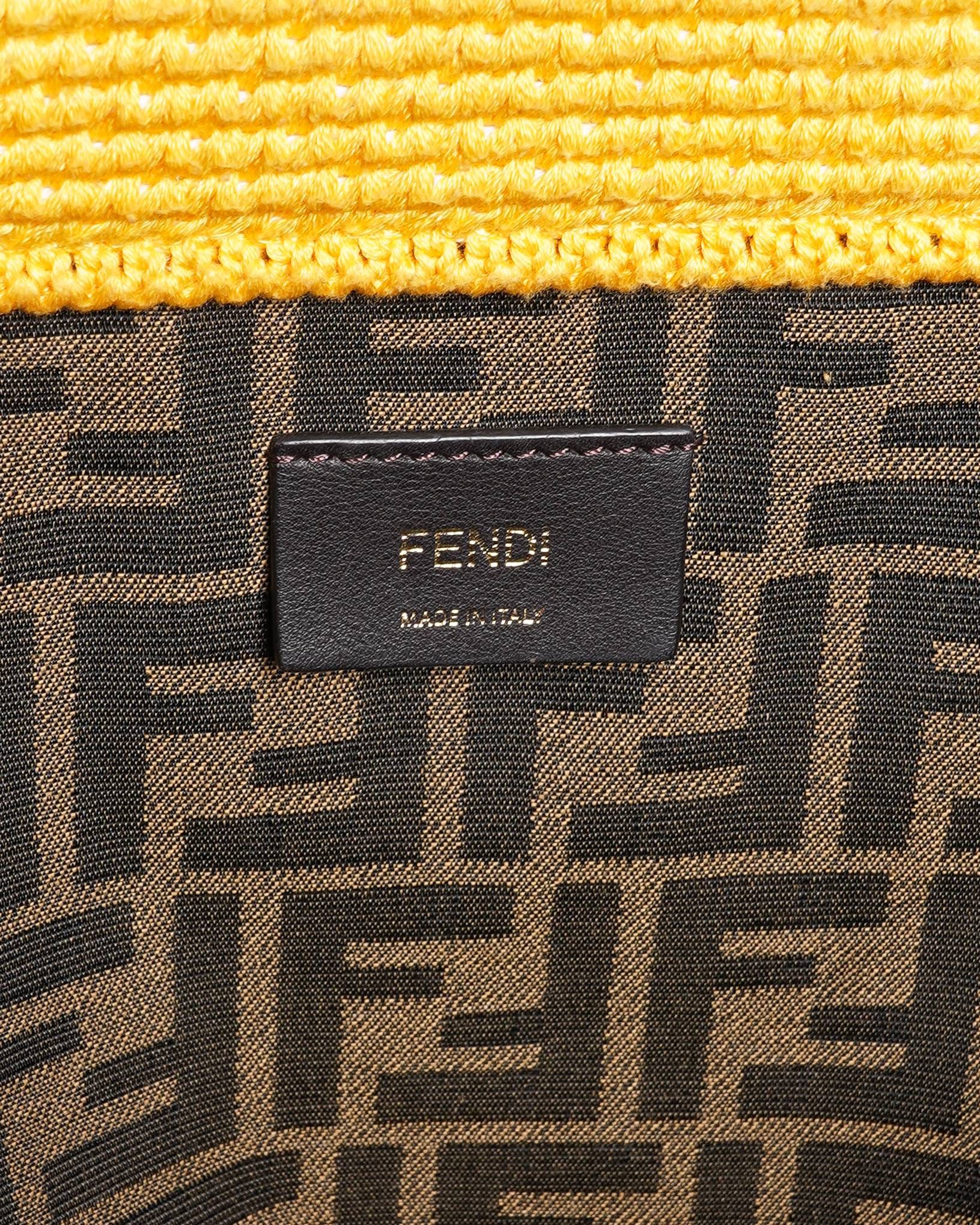 Fendi Yellow Crochet & Leather Sunshine Tote