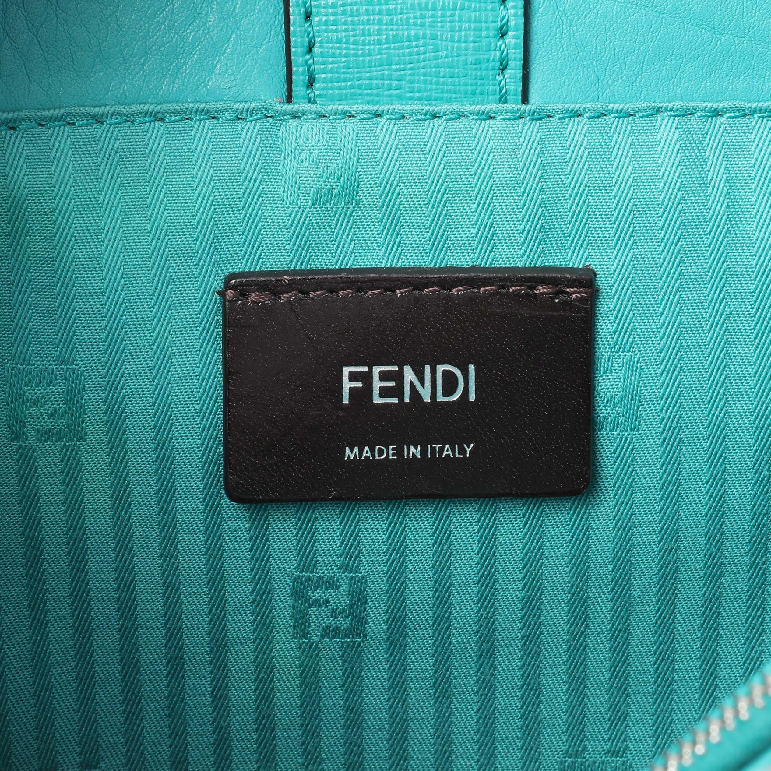 Fendi Teal Vitello Elite Petite 2Jours Tote